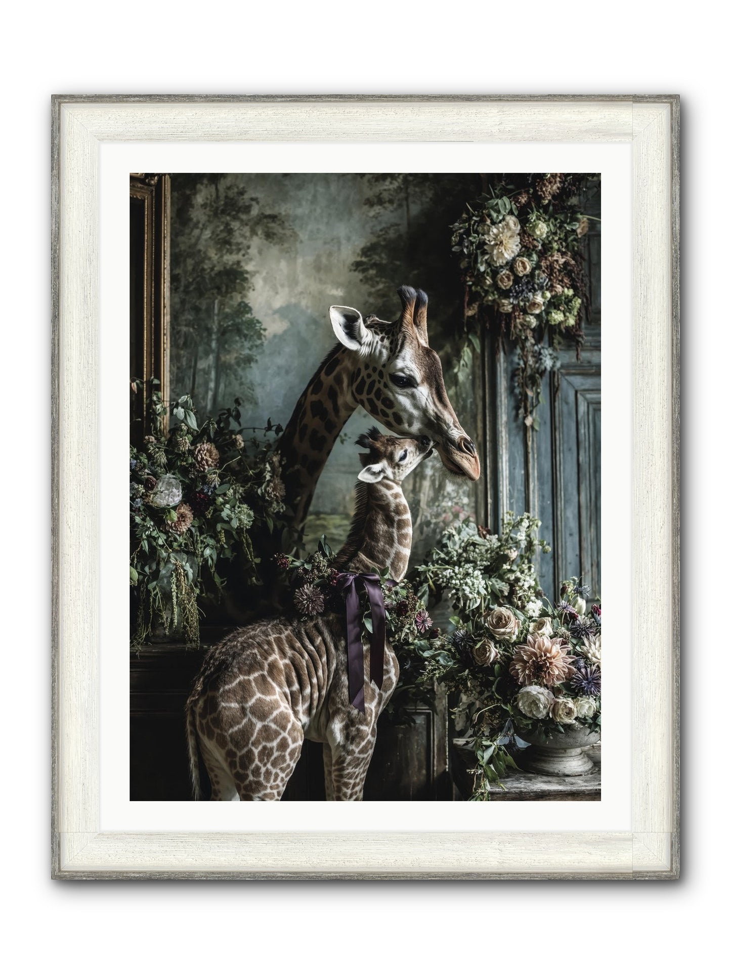 The Space Between Hearts Framed Print - Driftwood White 30x40