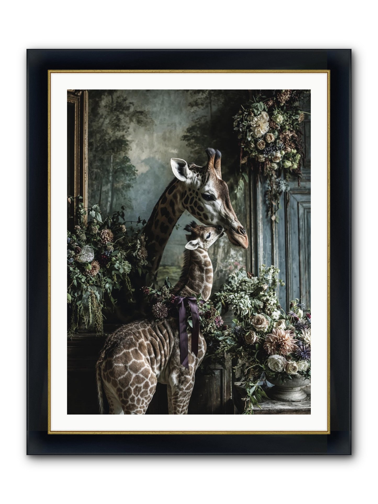 The Space Between Hearts Framed Print - Wide Black w/Gold 30x40