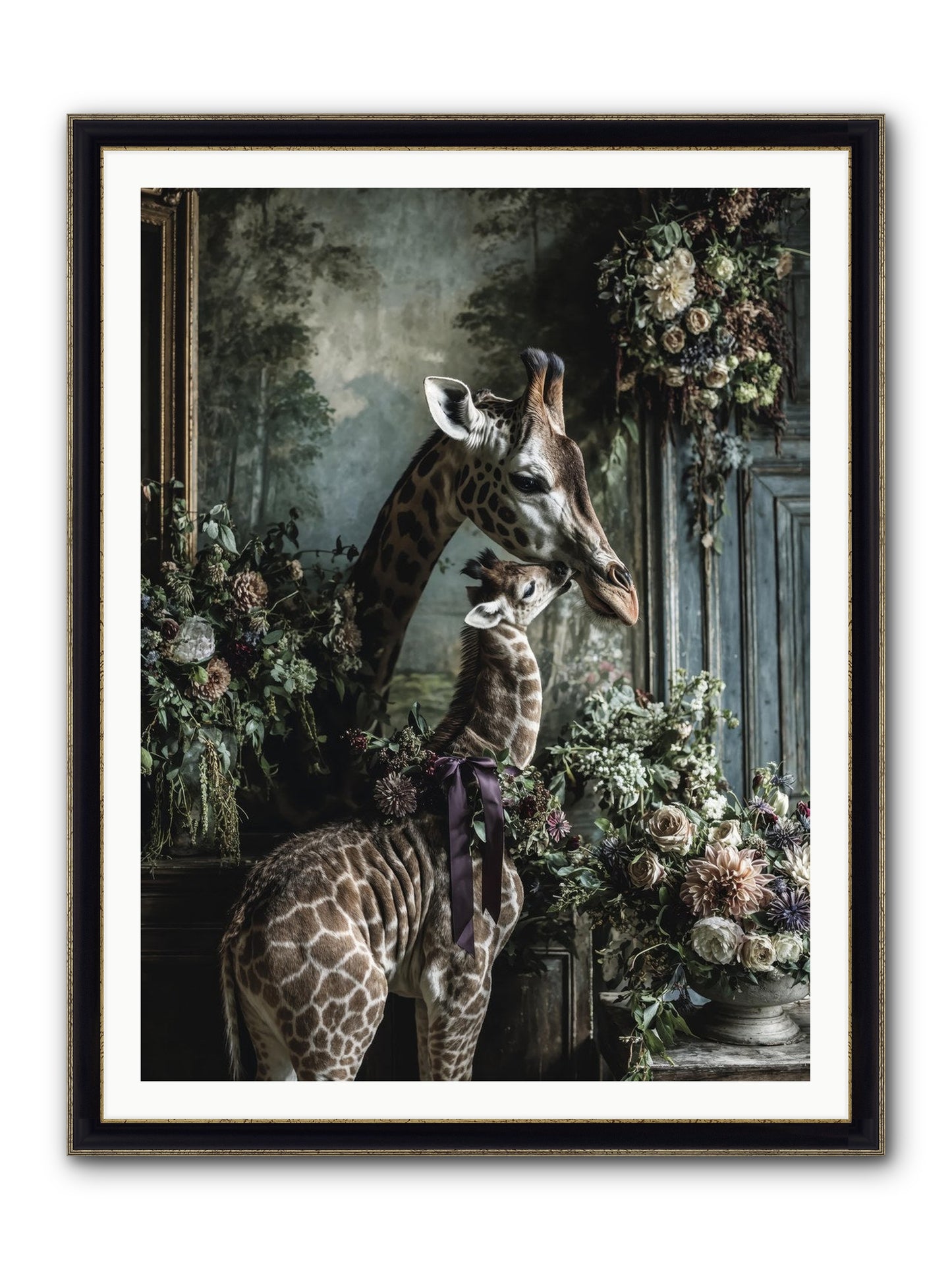 The Space Between Hearts Framed Print - Black & Gold 36x48