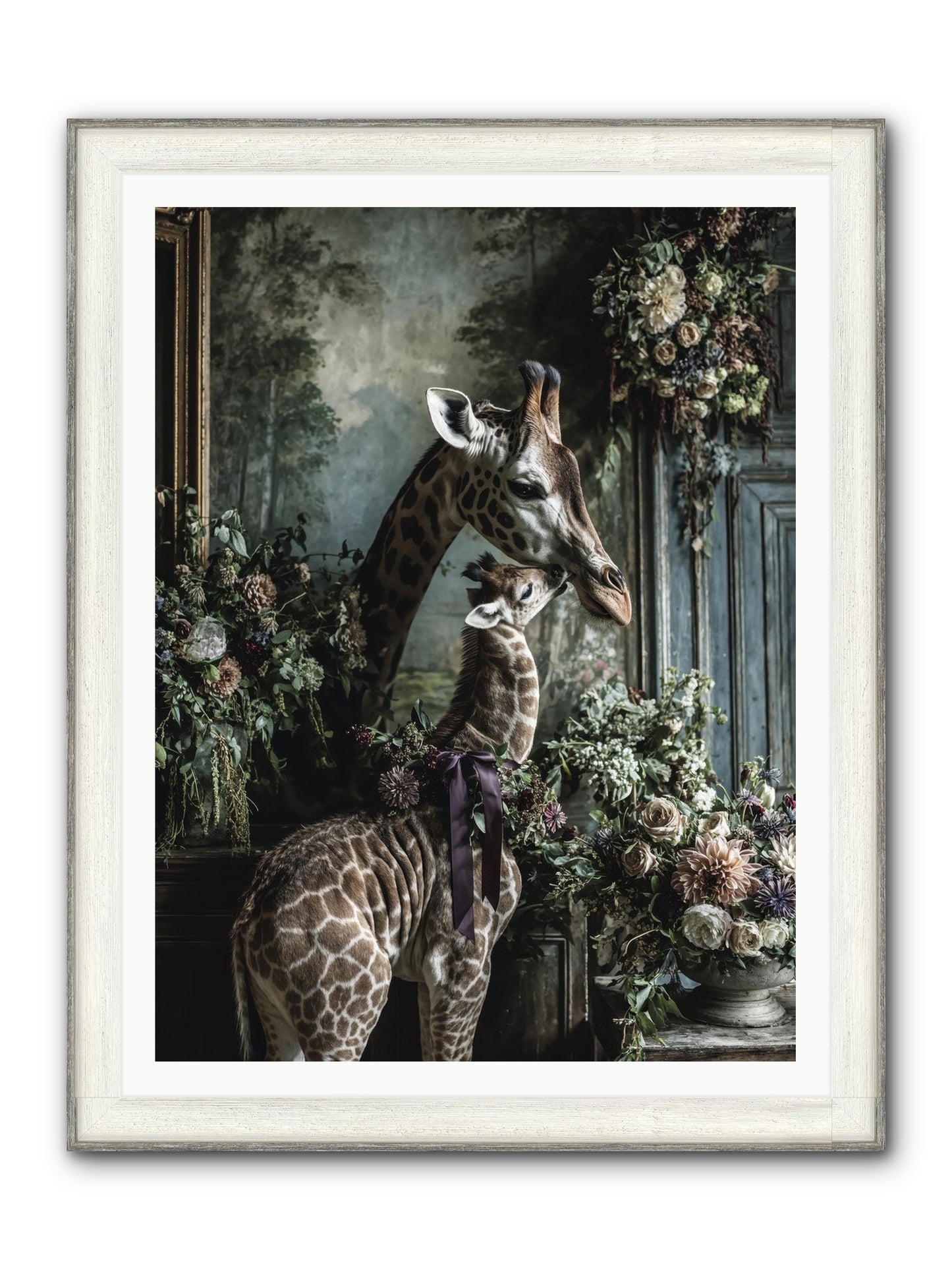 The Space Between Hearts Framed Print - Driftwood White 36x48