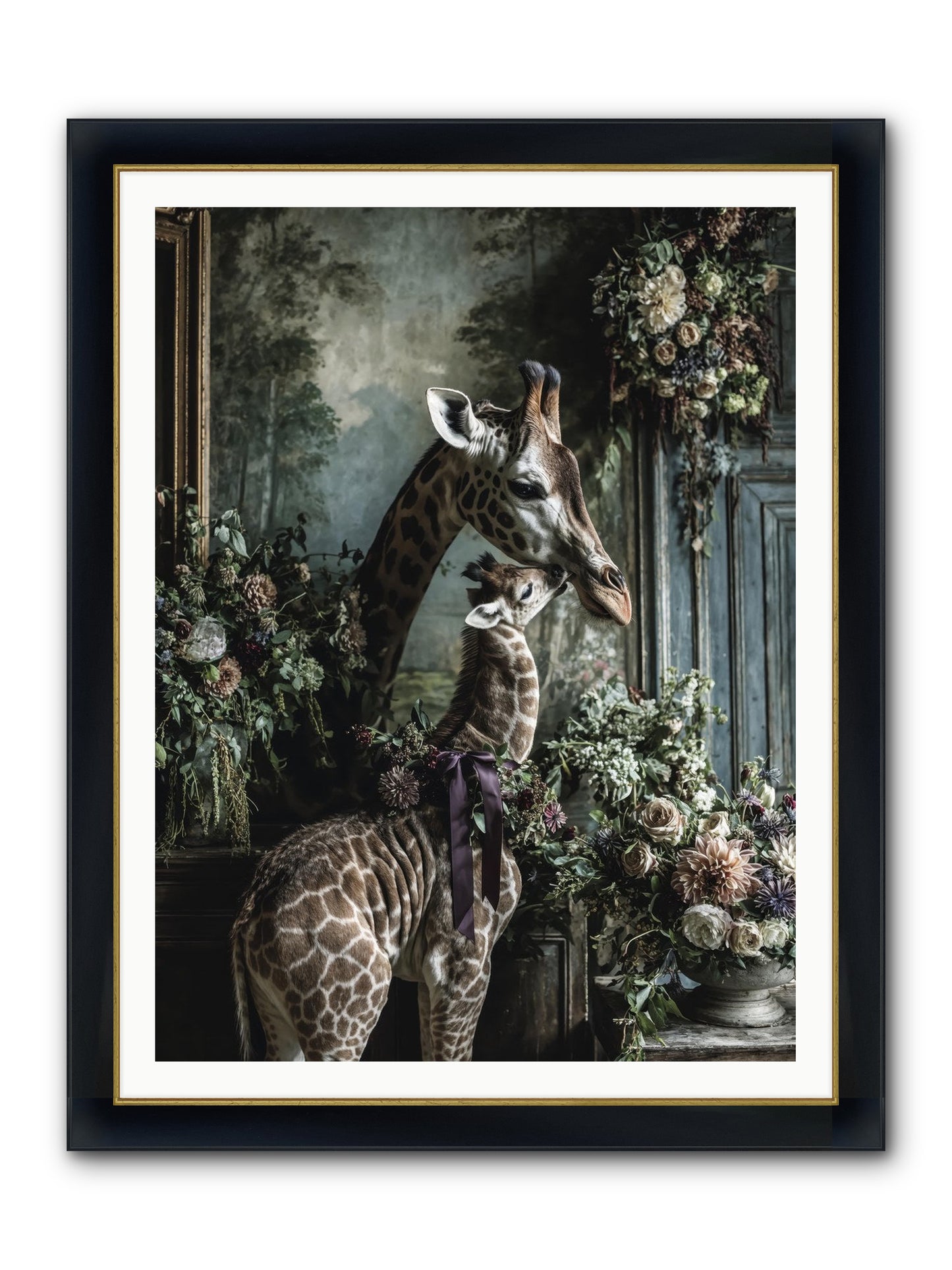 The Space Between Hearts Framed Print - Wide Black w/Gold 36x48