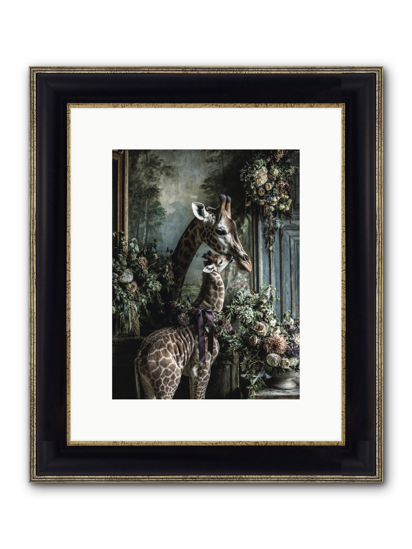 The Space Between Hearts Framed Print - Black & Gold 9x12