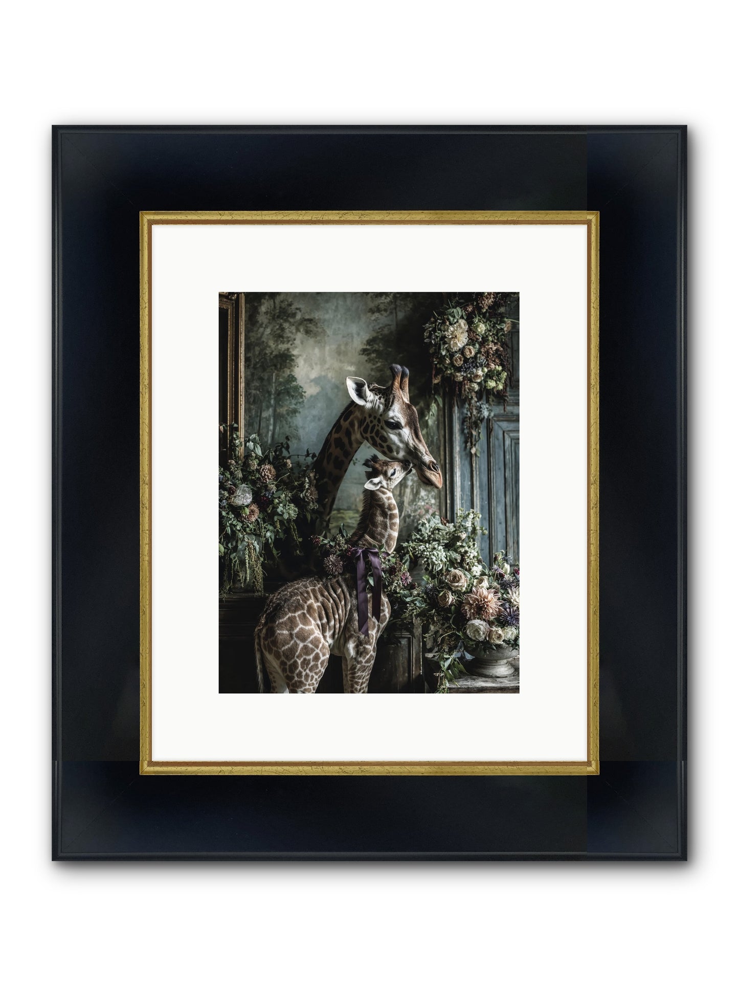 The Space Between Hearts Framed Print - Wide Black w/Gold 9x12
