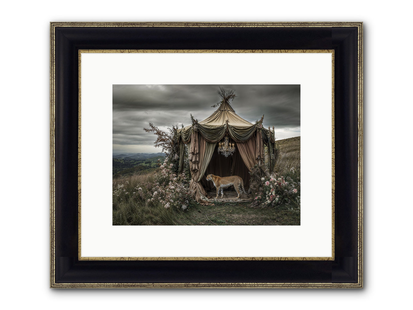 The Still Meadow Framed Print - Black & Gold 12x9