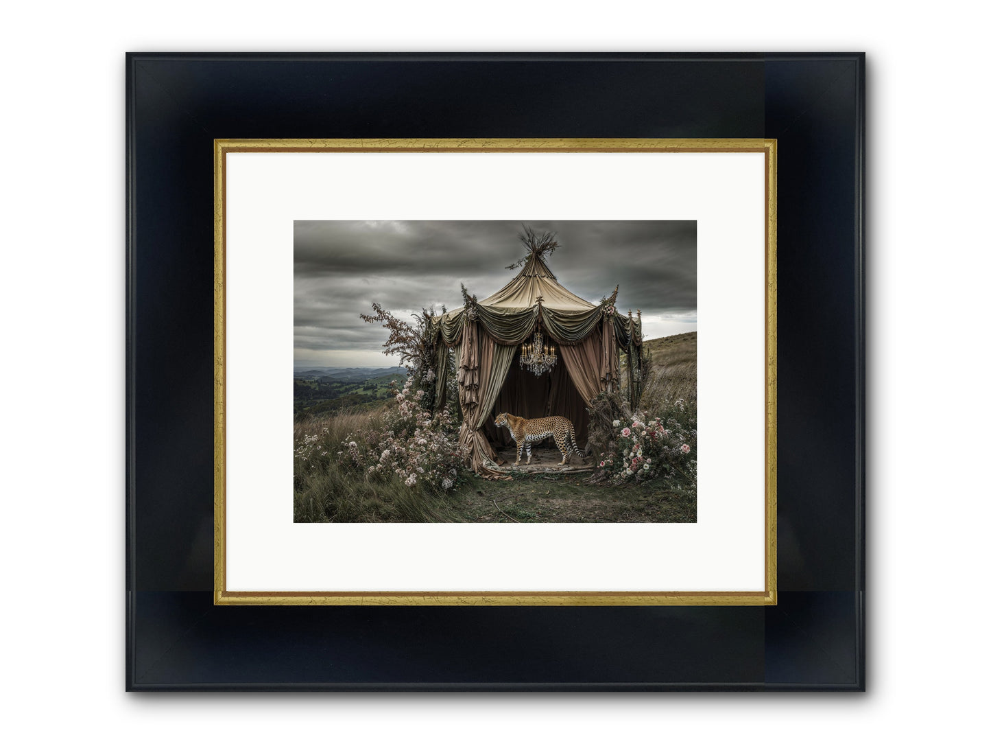 The Still Meadow Framed Print - Wide Black w/Gold 12x9