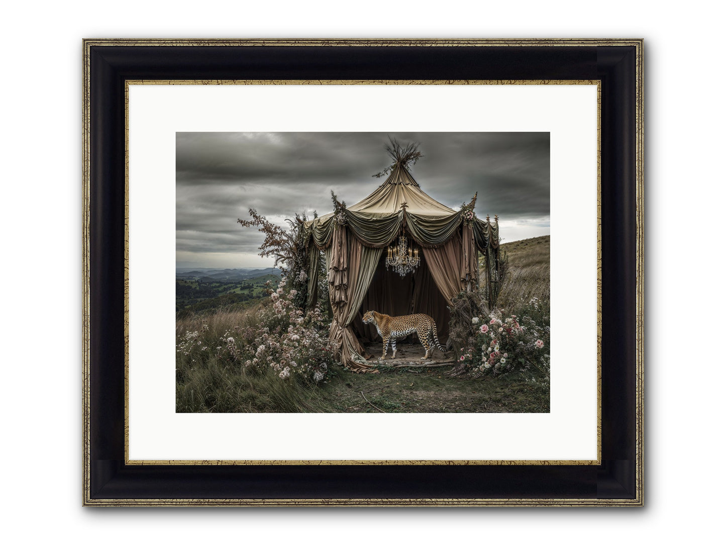 The Still Meadow Framed Print - Black & Gold 16x12