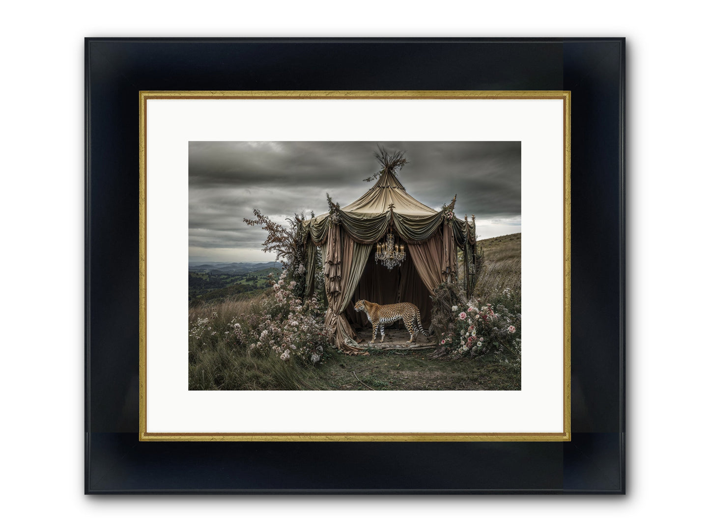 The Still Meadow Framed Print - Wide Black w/Gold 16x12