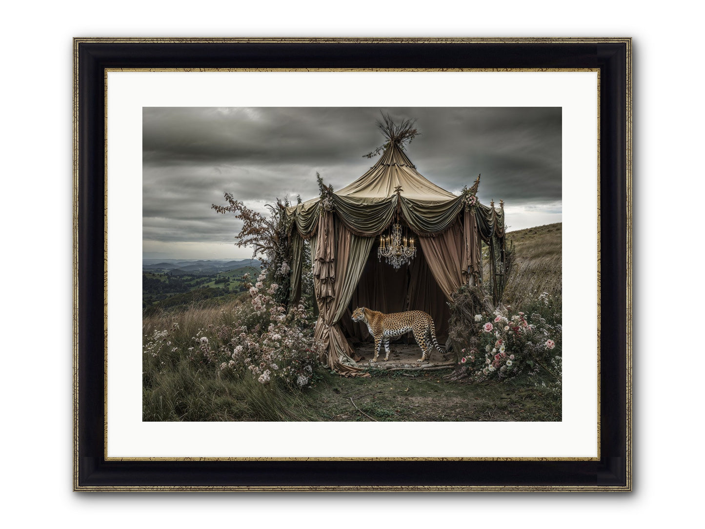 The Still Meadow Framed Print - Black & Gold 24x18