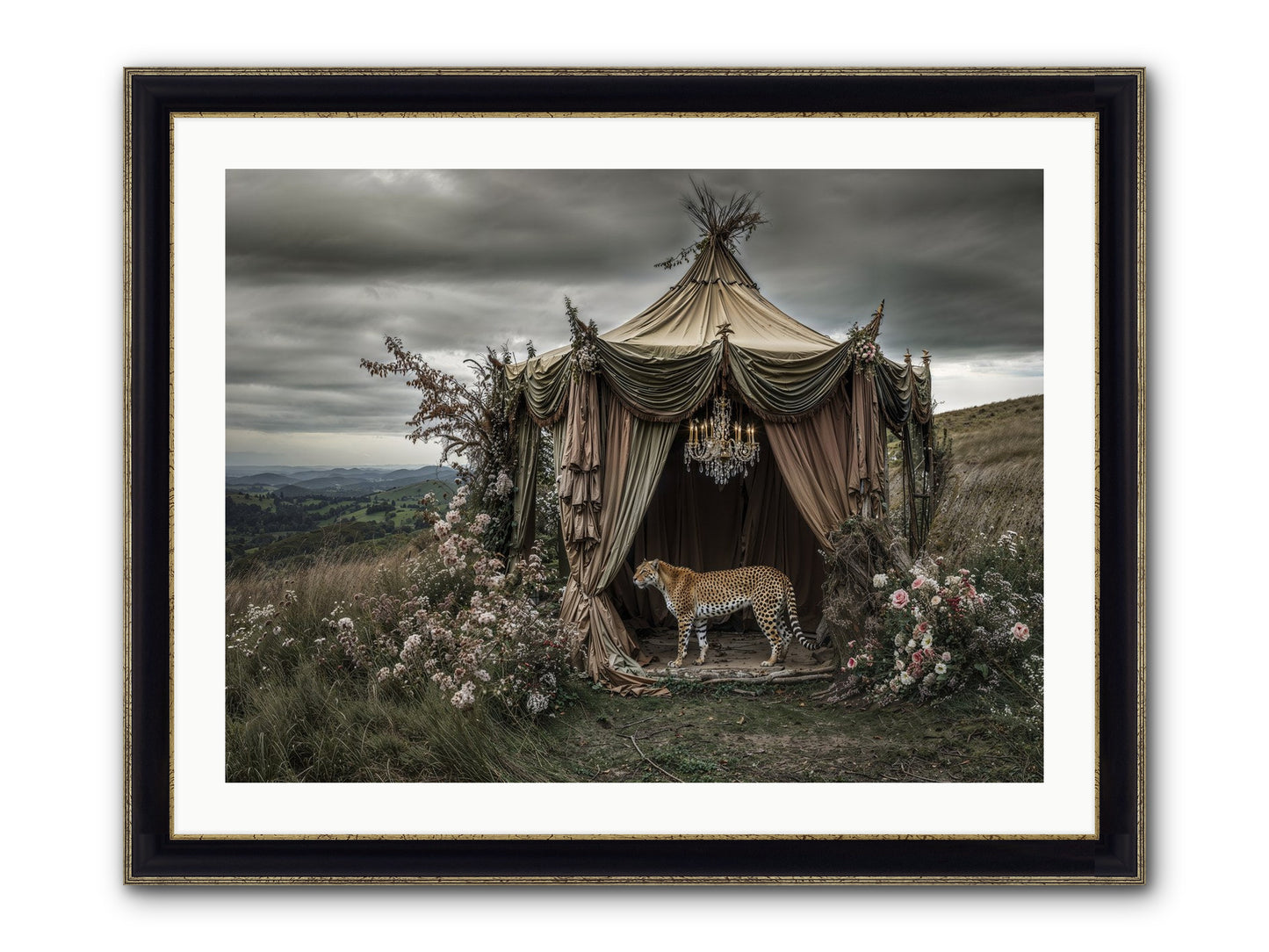 The Still Meadow Framed Print - Black & Gold 32x24
