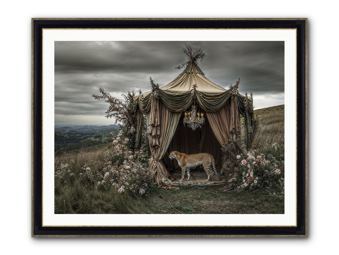The Still Meadow Framed Print - Black & Gold 40x30