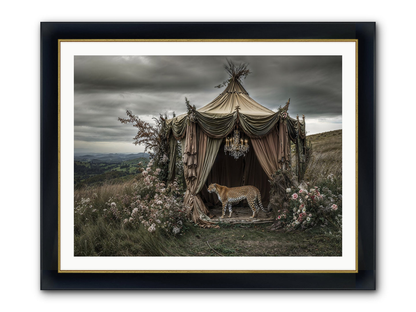 The Still Meadow Framed Print - Wide Black w/Gold 40x30