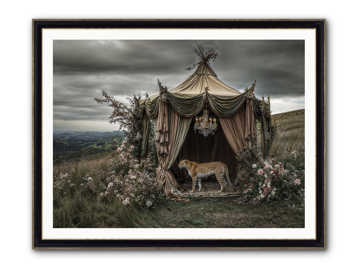 The Still Meadow Framed Print - Black & Gold 48x36