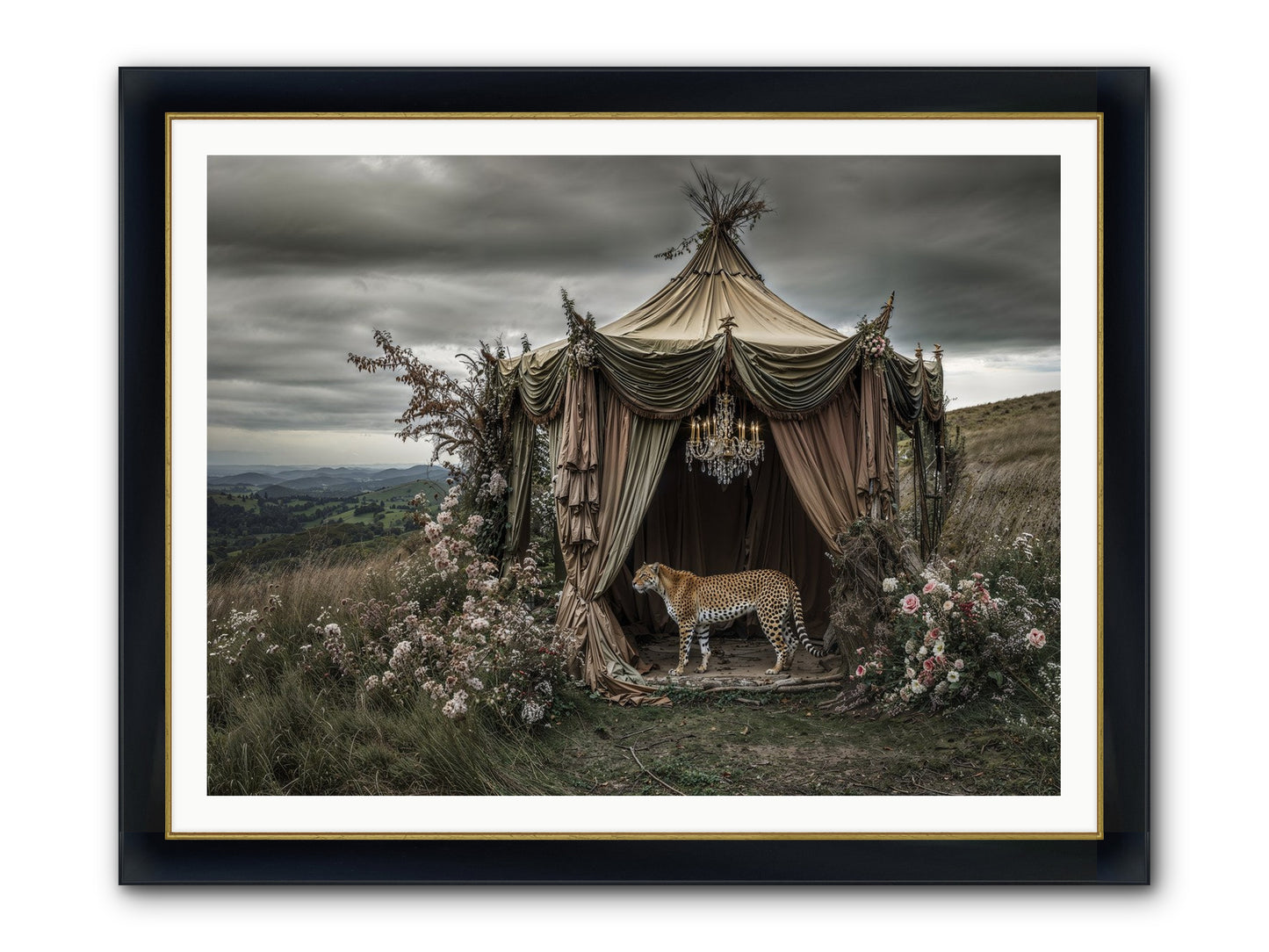 The Still Meadow Framed Print - Wide Black w/Gold 48x36