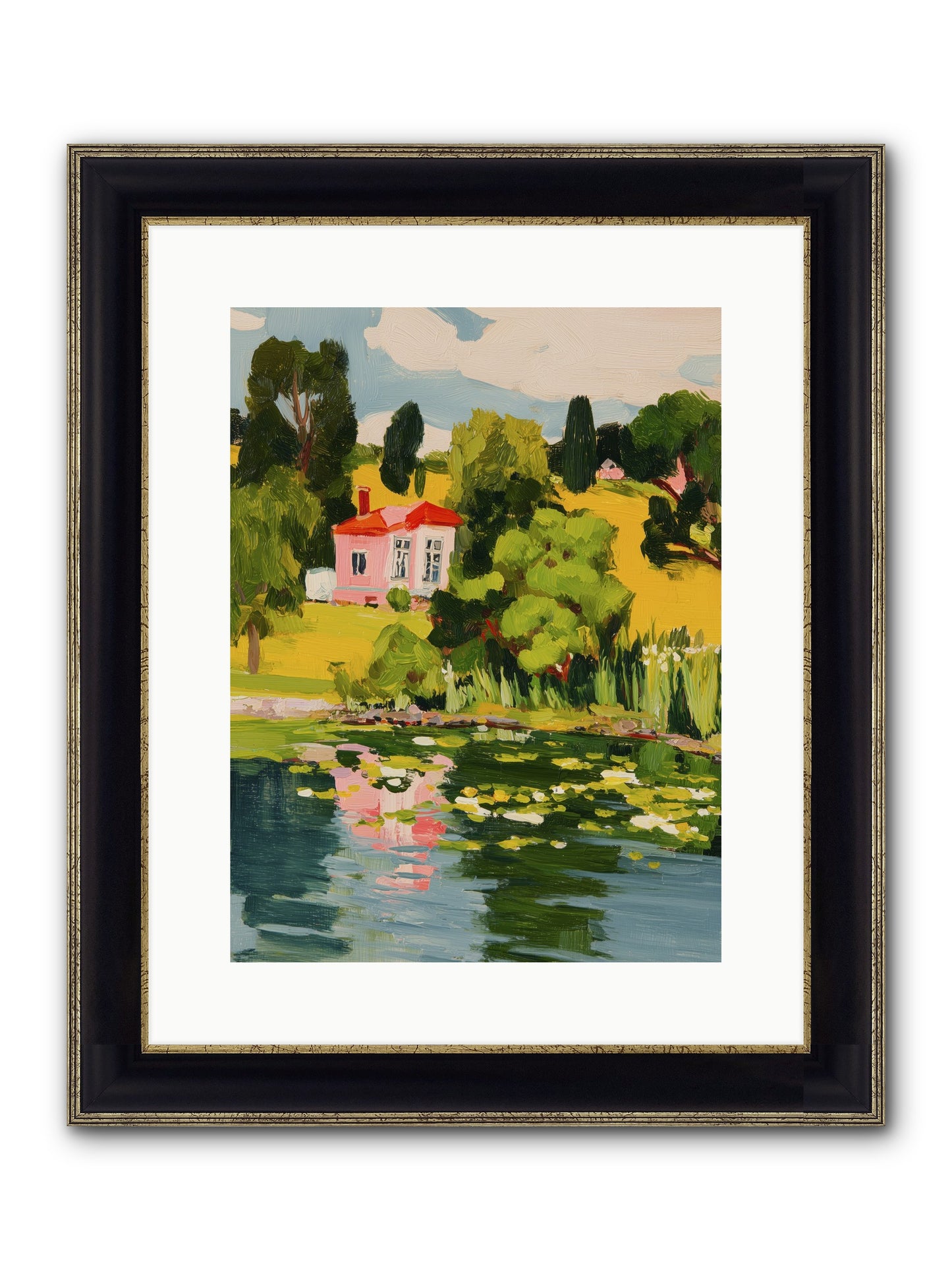 The Summer House Framed Print - Black & Gold 12x16