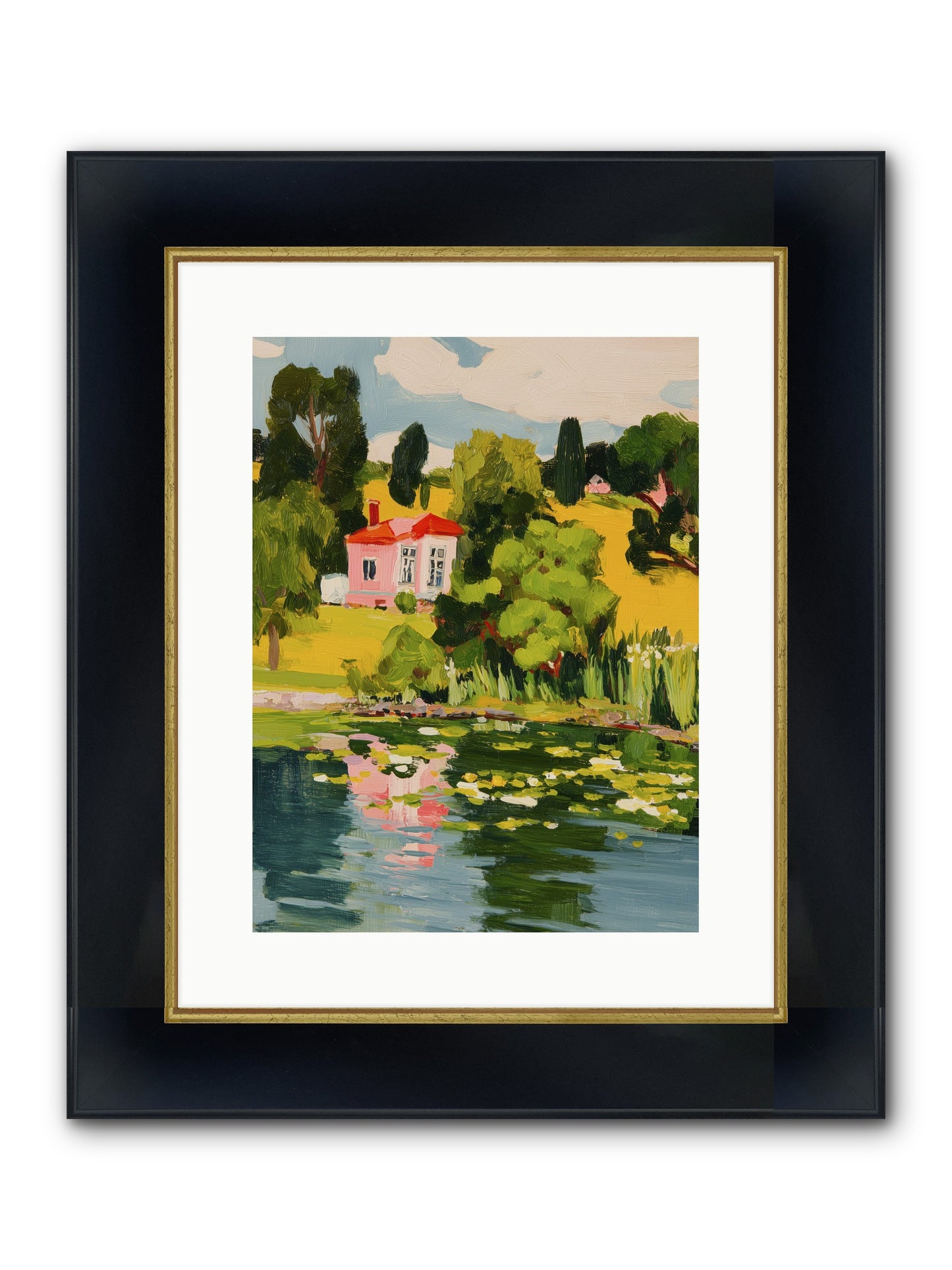 The Summer House Framed Print - Wide Black w/Gold 12x16