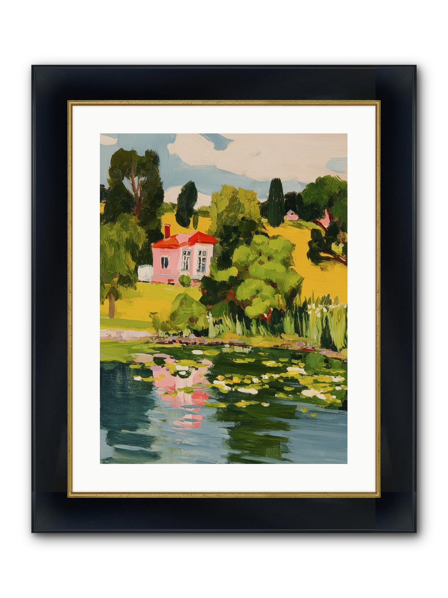 The Summer House Framed Print - Wide Black w/Gold 18x24