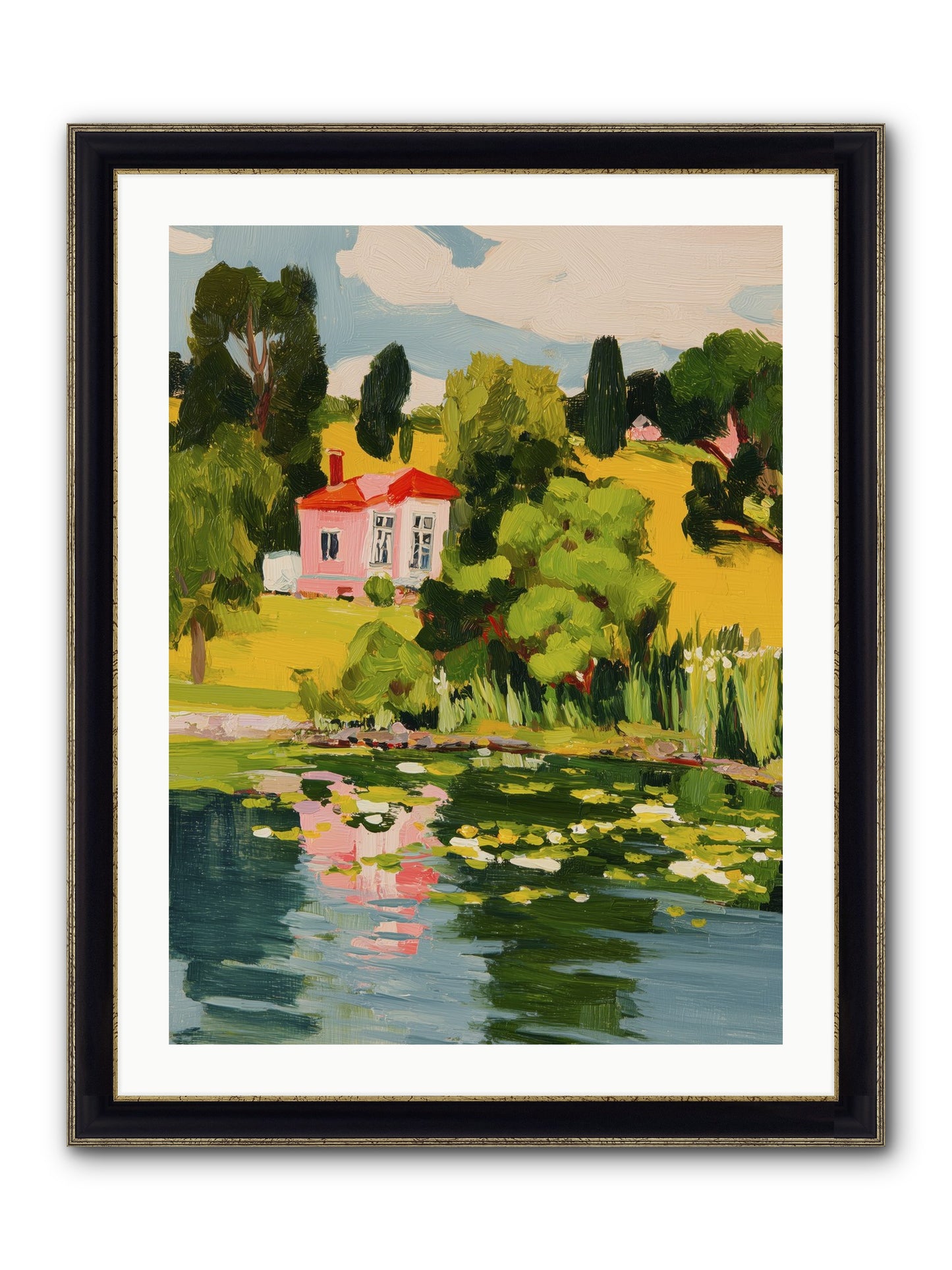 The Summer House Framed Print - Black & Gold 24x32