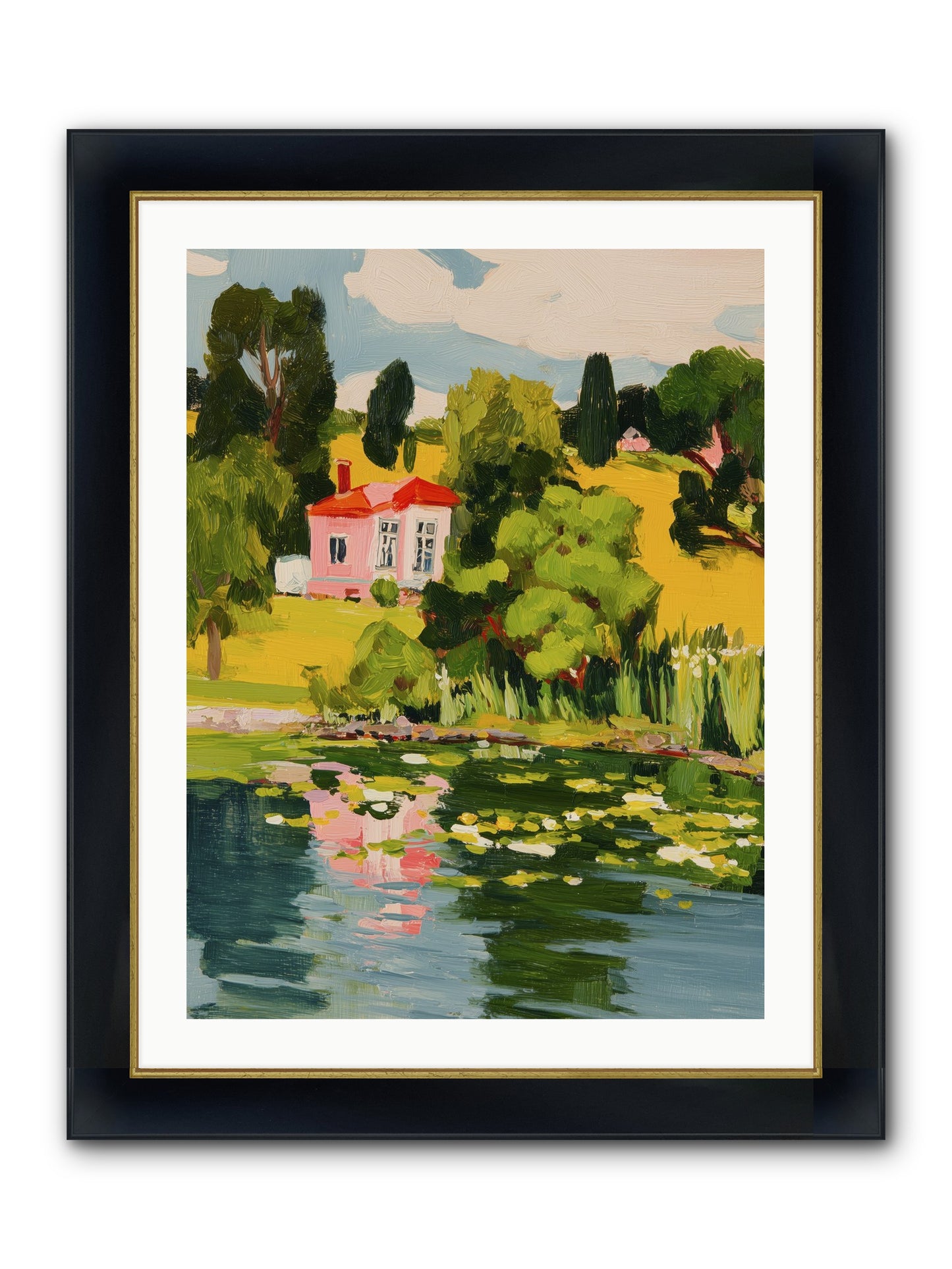 The Summer House Framed Print - Wide Black w/Gold 24x32