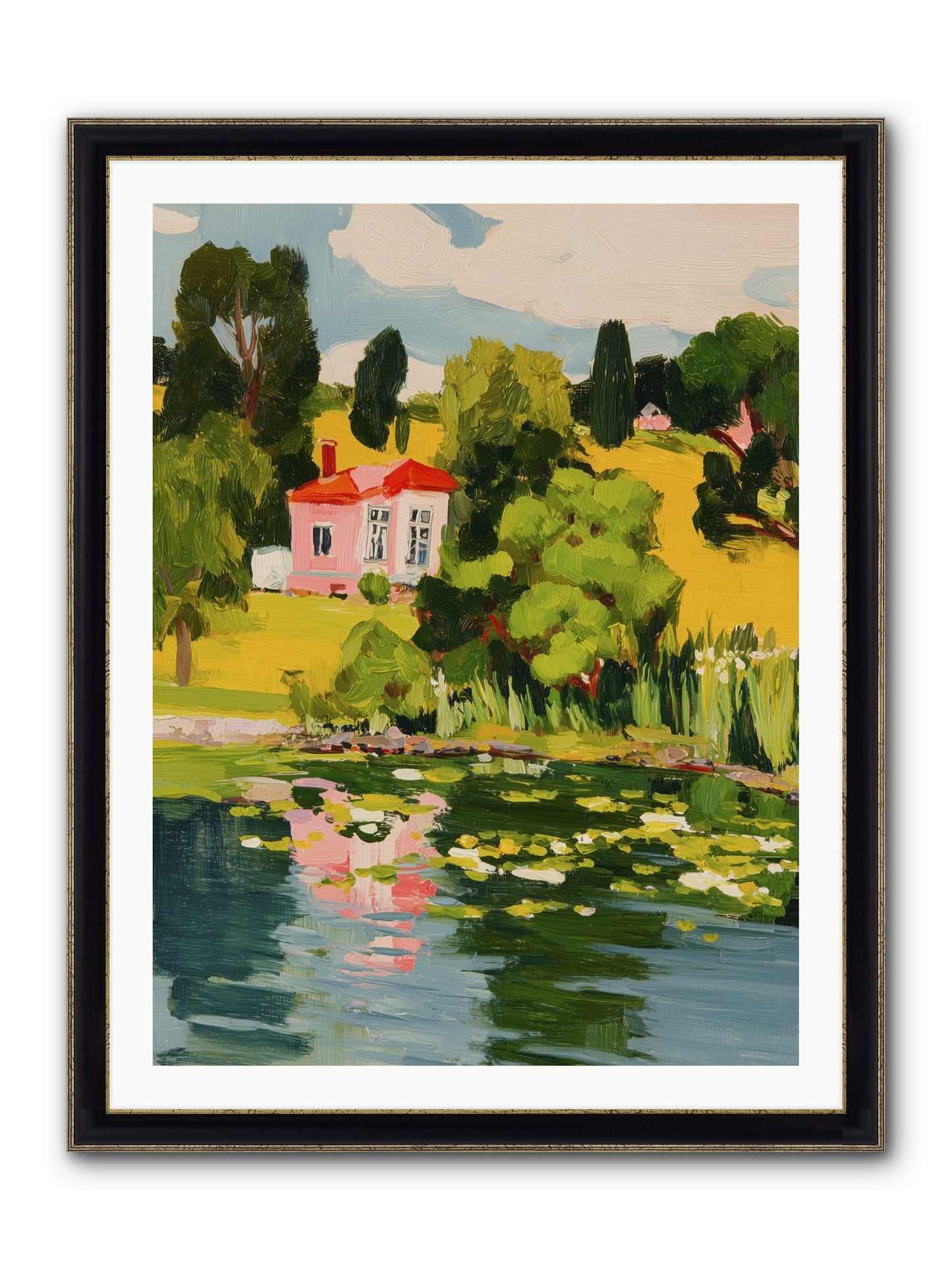 The Summer House Framed Print - Black & Gold 30x40