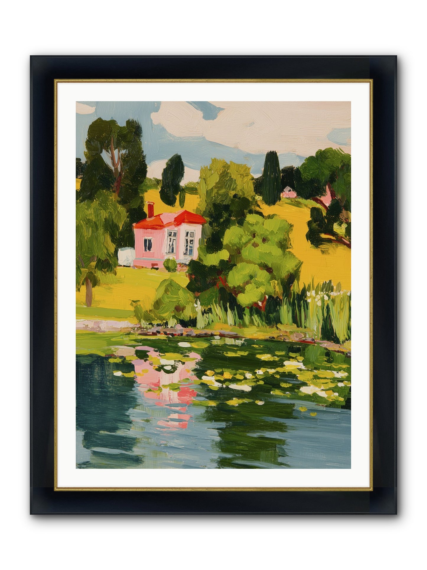 The Summer House Framed Print - Wide Black w/Gold 30x40