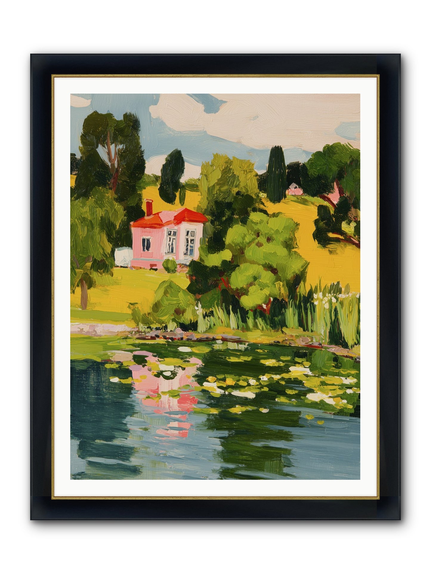 The Summer House Framed Print - Wide Black w/Gold 36x48