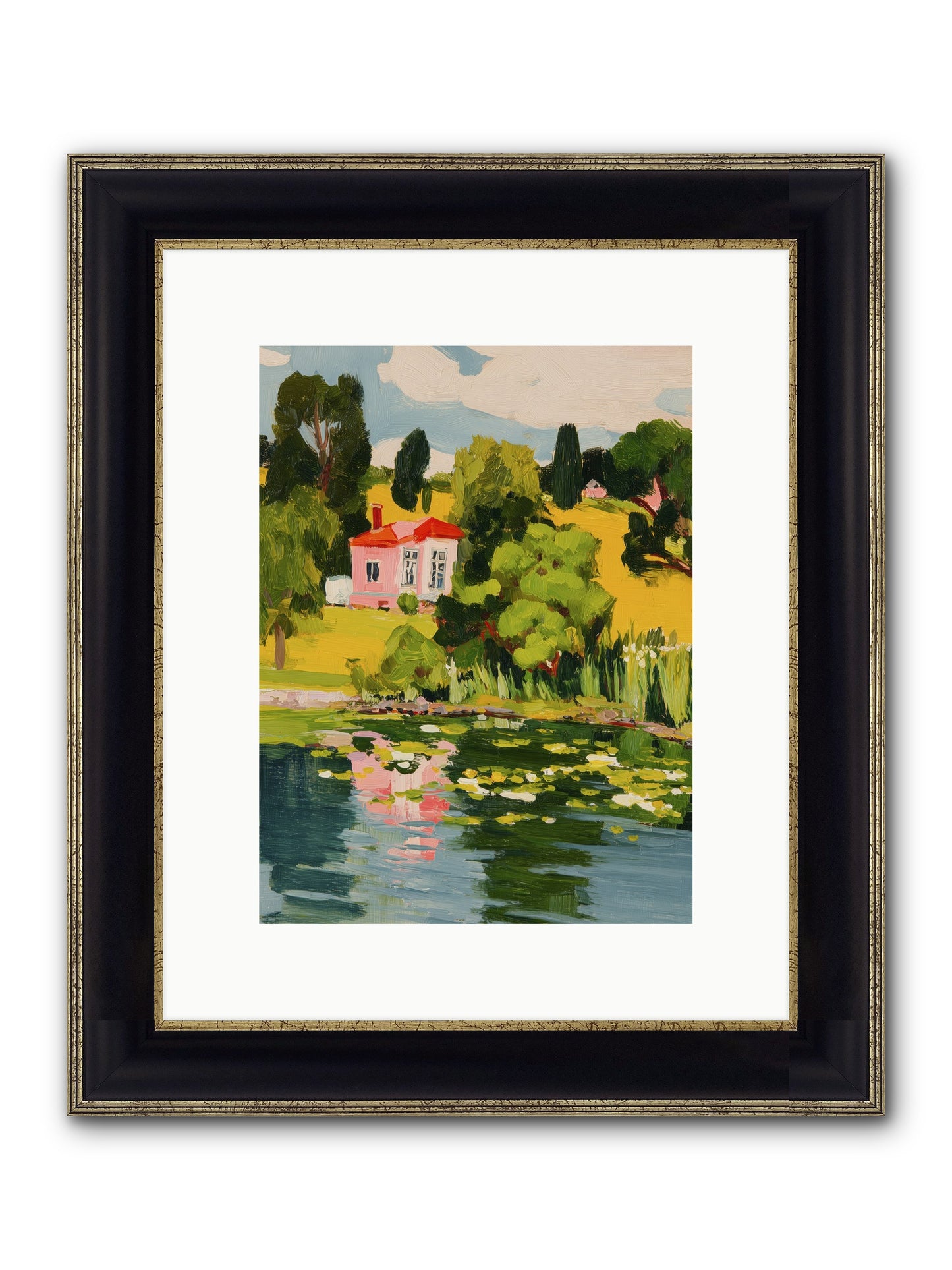 The Summer House Framed Print - Black & Gold 9x12