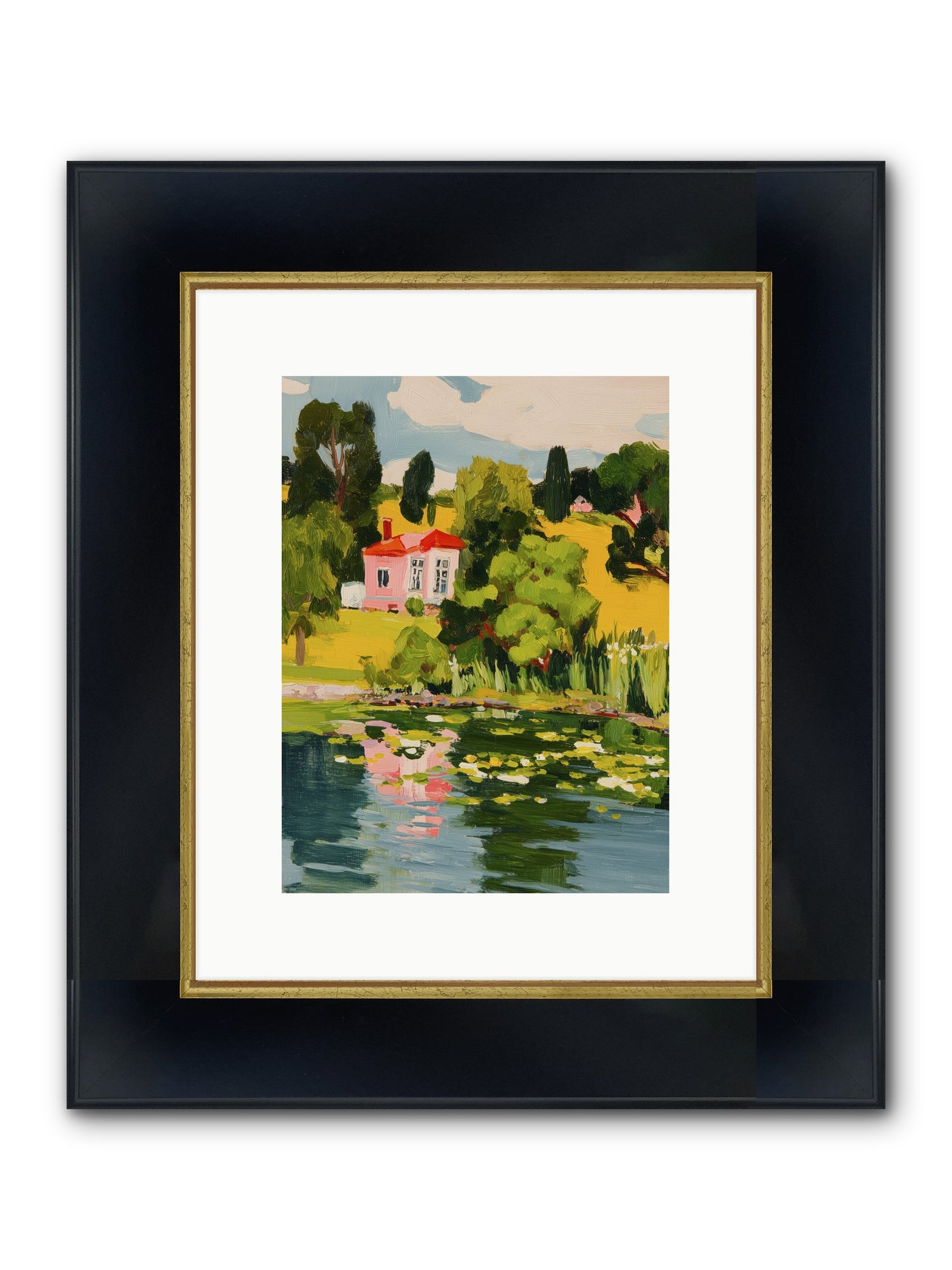 The Summer House Framed Print - Wide Black w/Gold 9x12