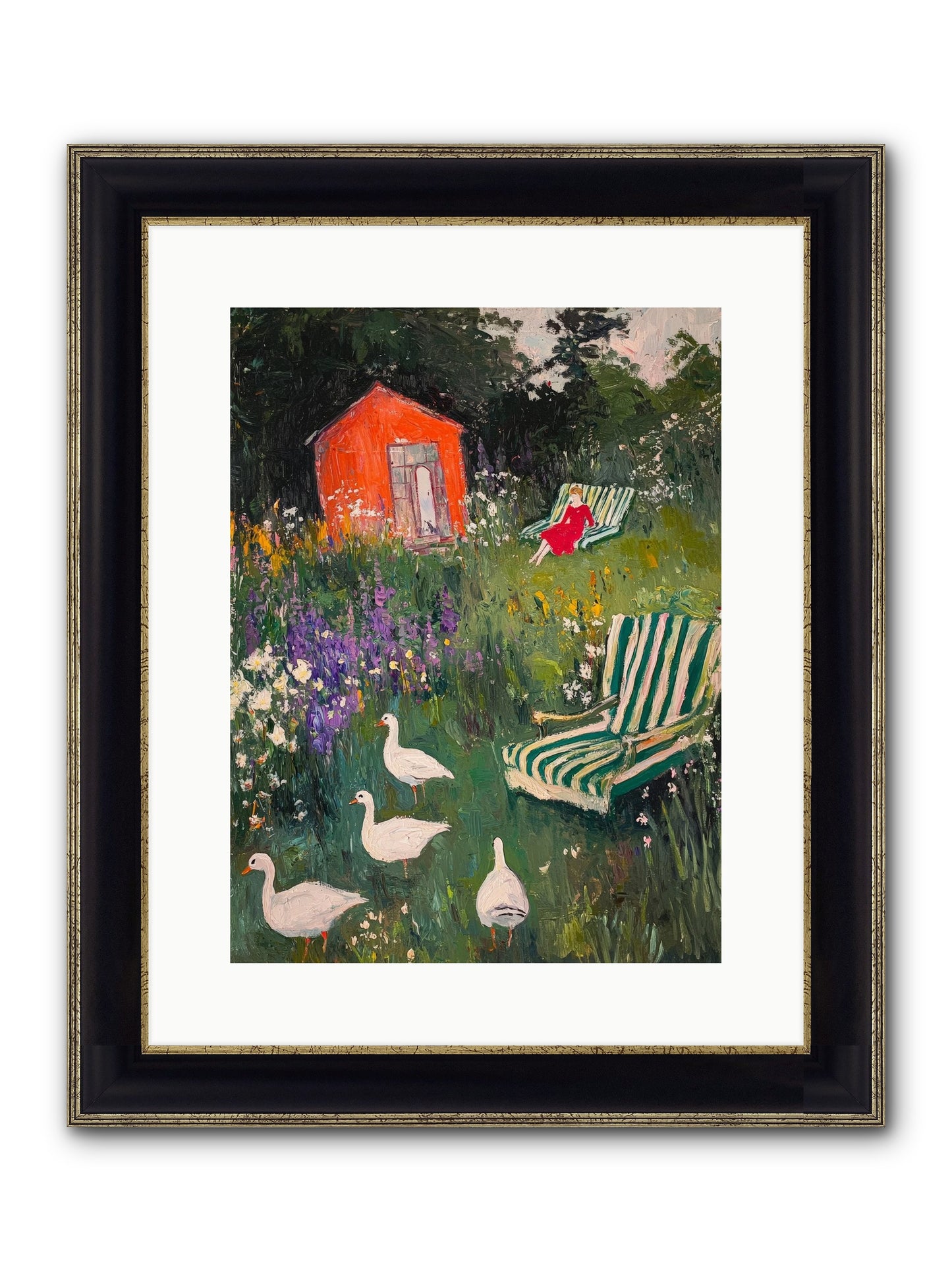 The Summer Months Framed Print - Black & Gold 12x16