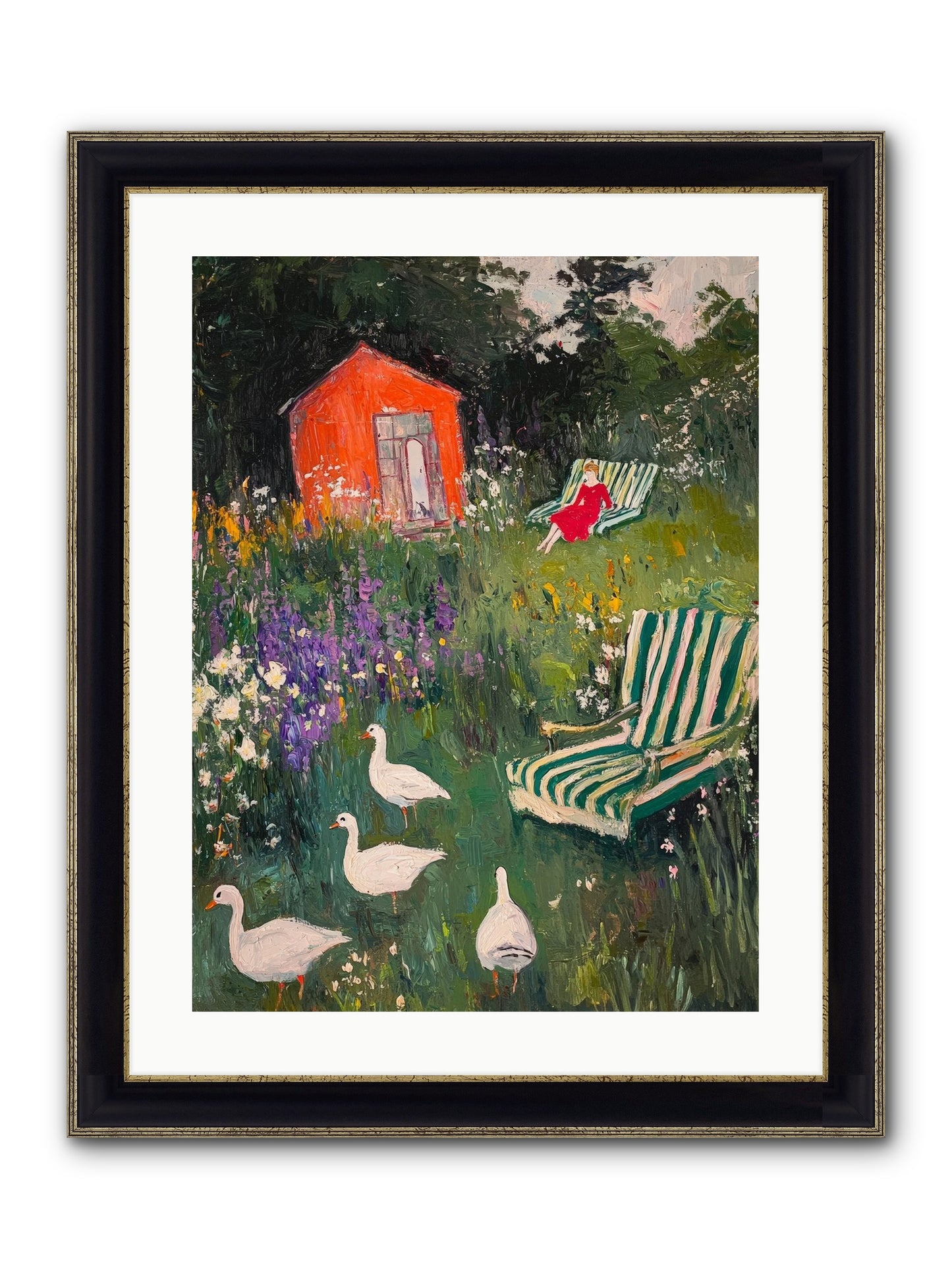 The Summer Months Framed Print - Black & Gold 18x24