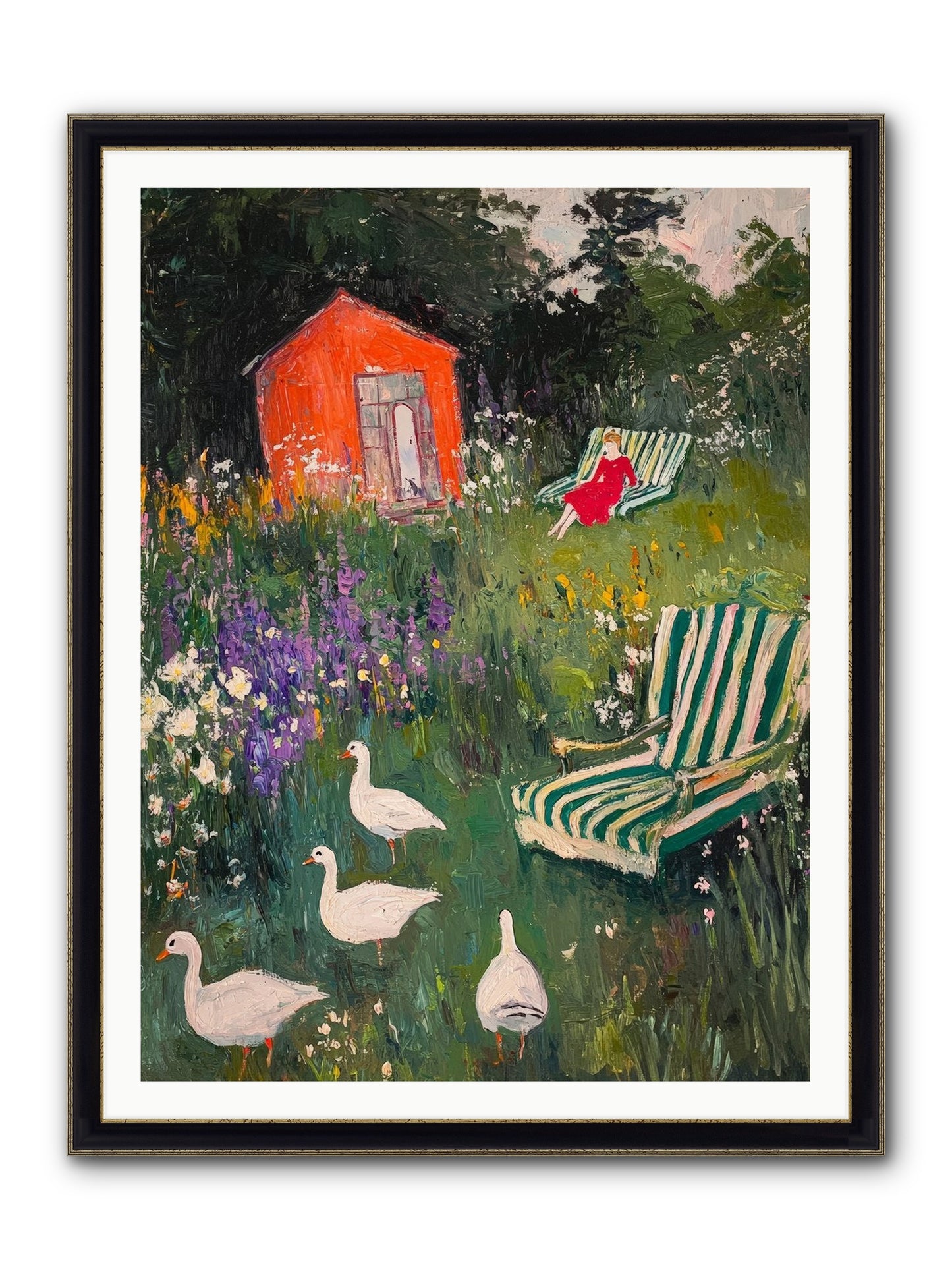 The Summer Months Framed Print - Black & Gold 36x48