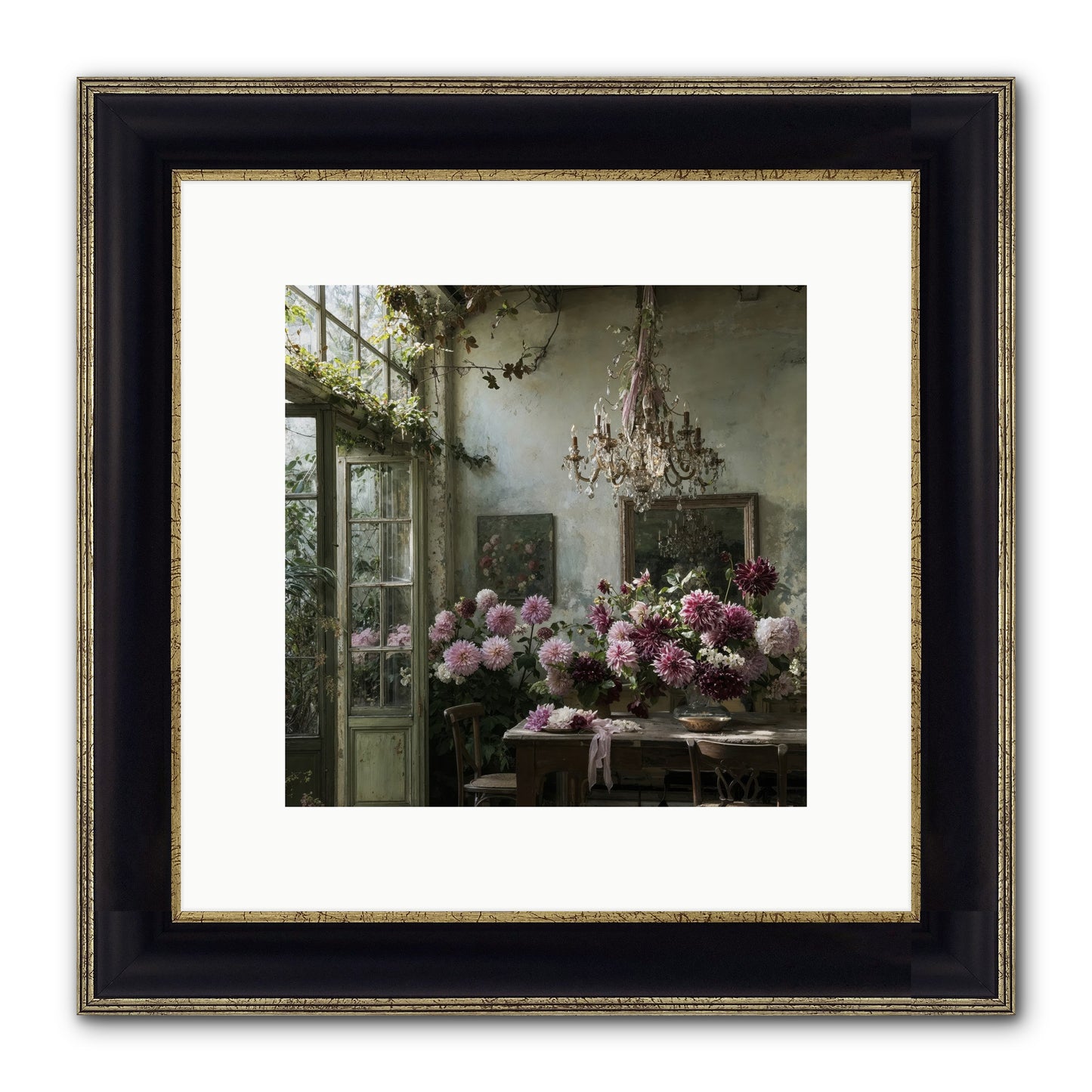 The Summer Table Framed Print - Black & Gold 10x10