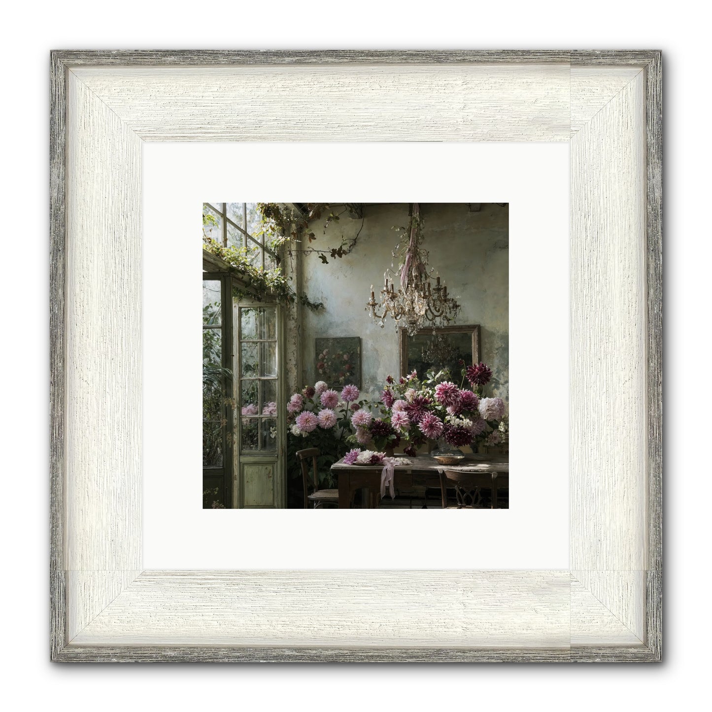 The Summer Table Framed Print - Driftwood White 10x10