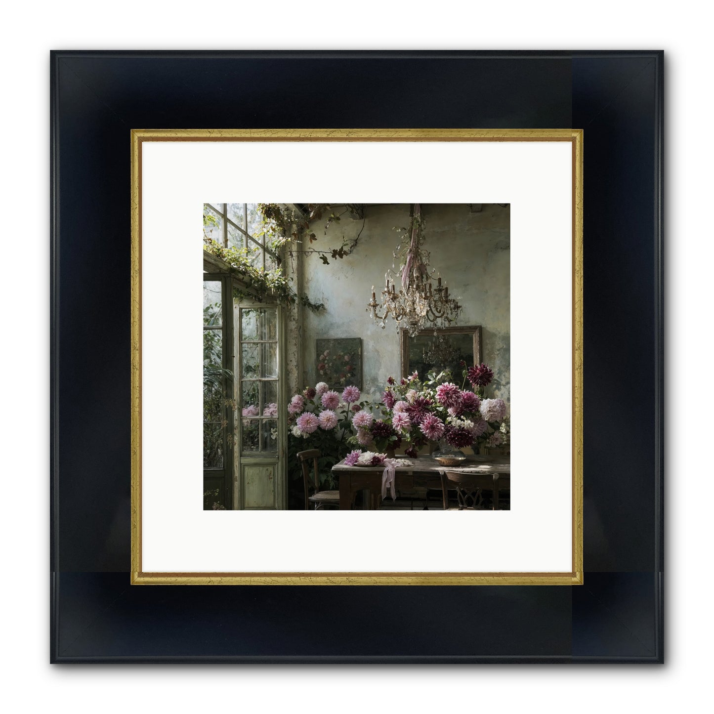 The Summer Table Framed Print - Wide Black w/Gold 10x10
