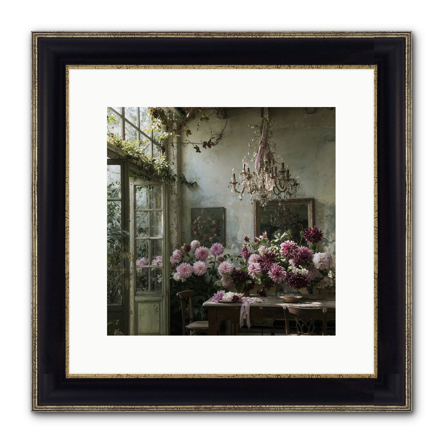 The Summer Table Framed Print - Black & Gold 12x12