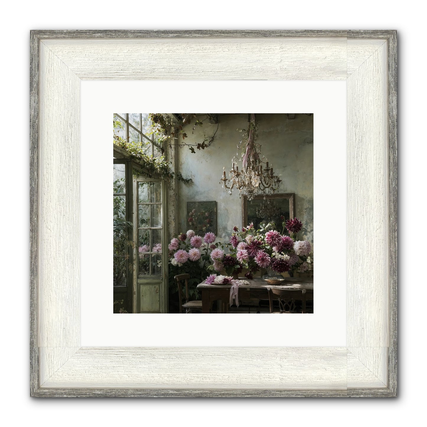 The Summer Table Framed Print - Driftwood White 12x12