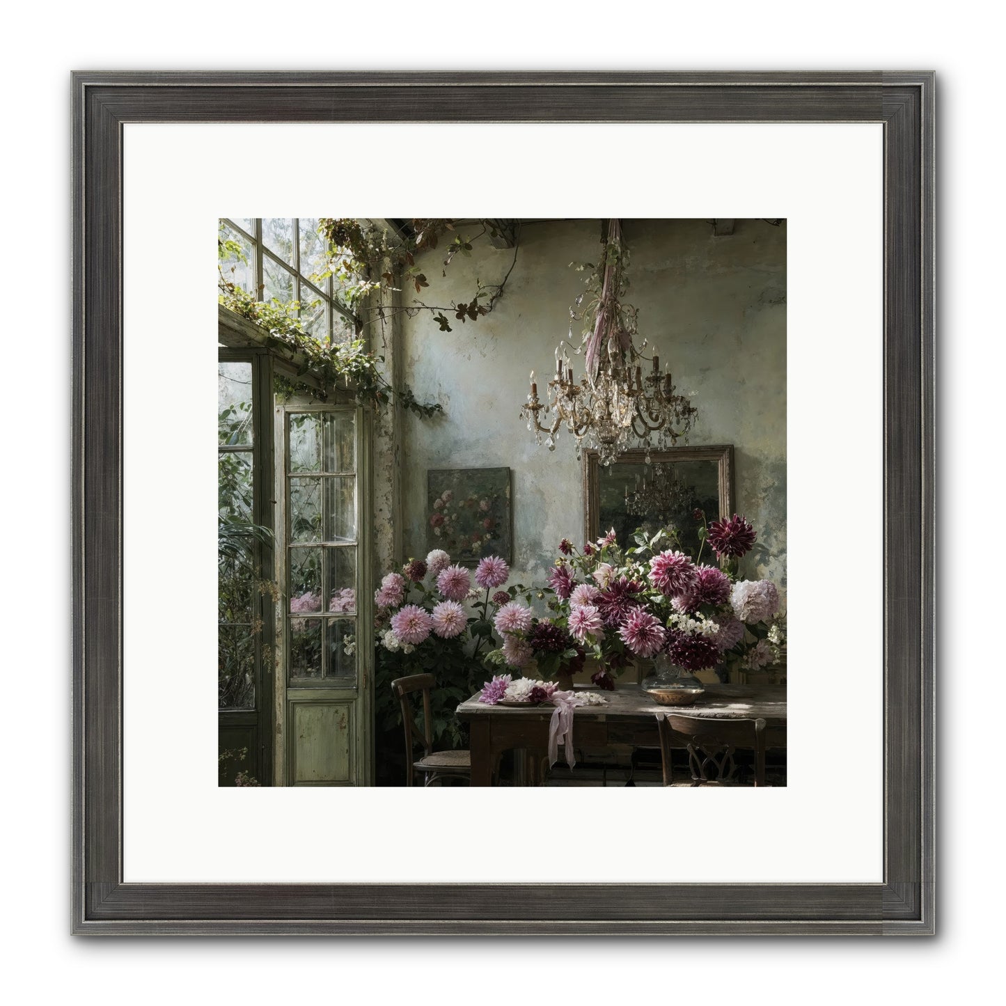 The Summer Table Framed Print - Slimwoods Black/Silver 12x12