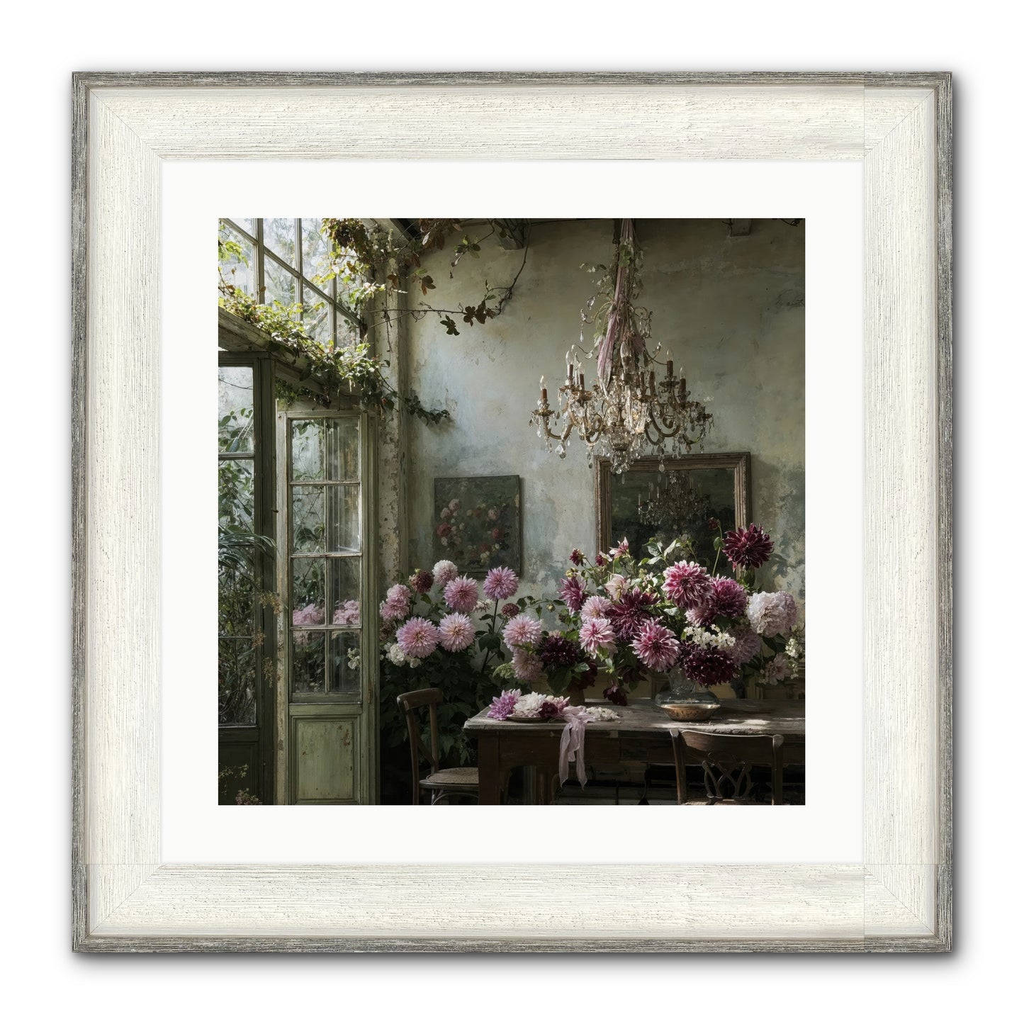The Summer Table Framed Print - Driftwood White 20x20