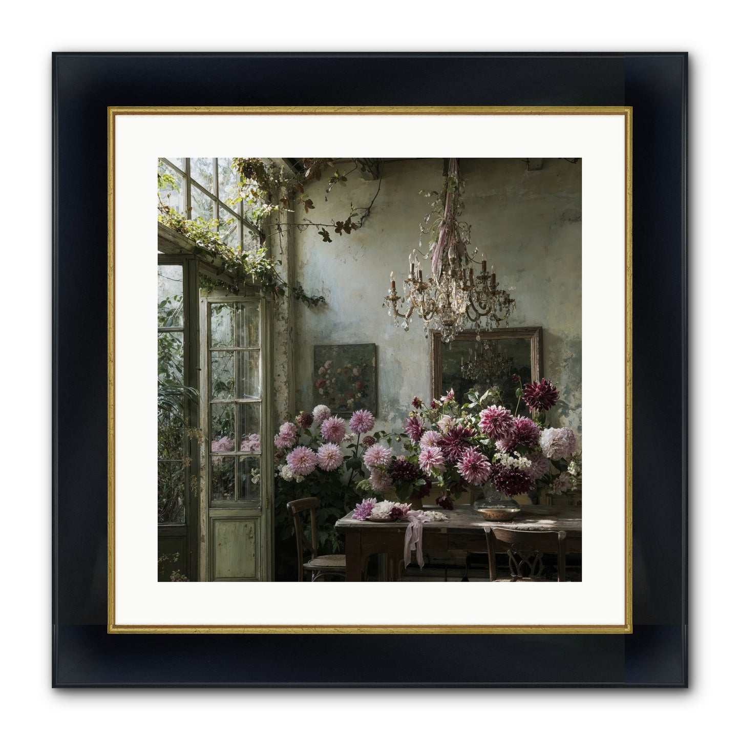 The Summer Table Framed Print - Wide Black w/Gold 20x20