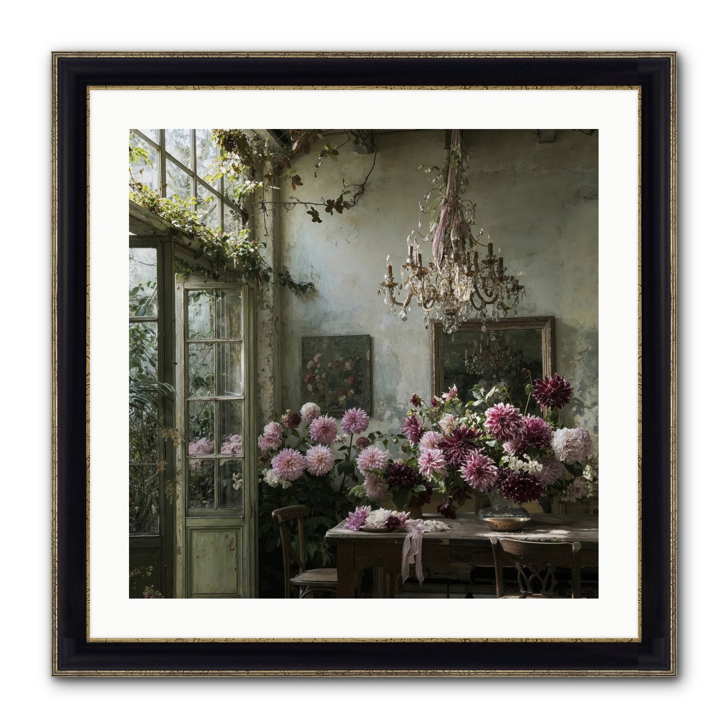 The Summer Table Framed Print - Black & Gold 24x24