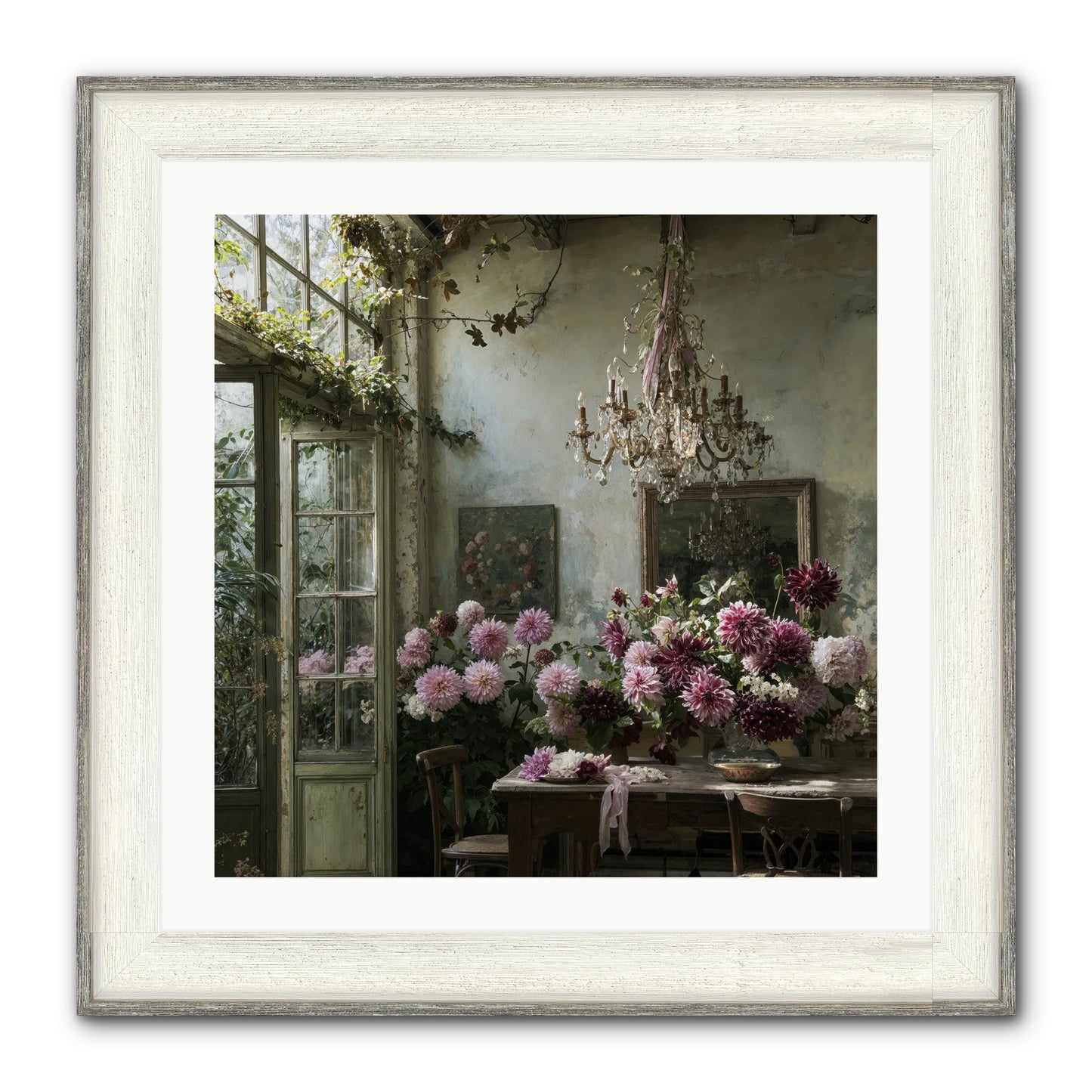 The Summer Table Framed Print - Driftwood White 24x24