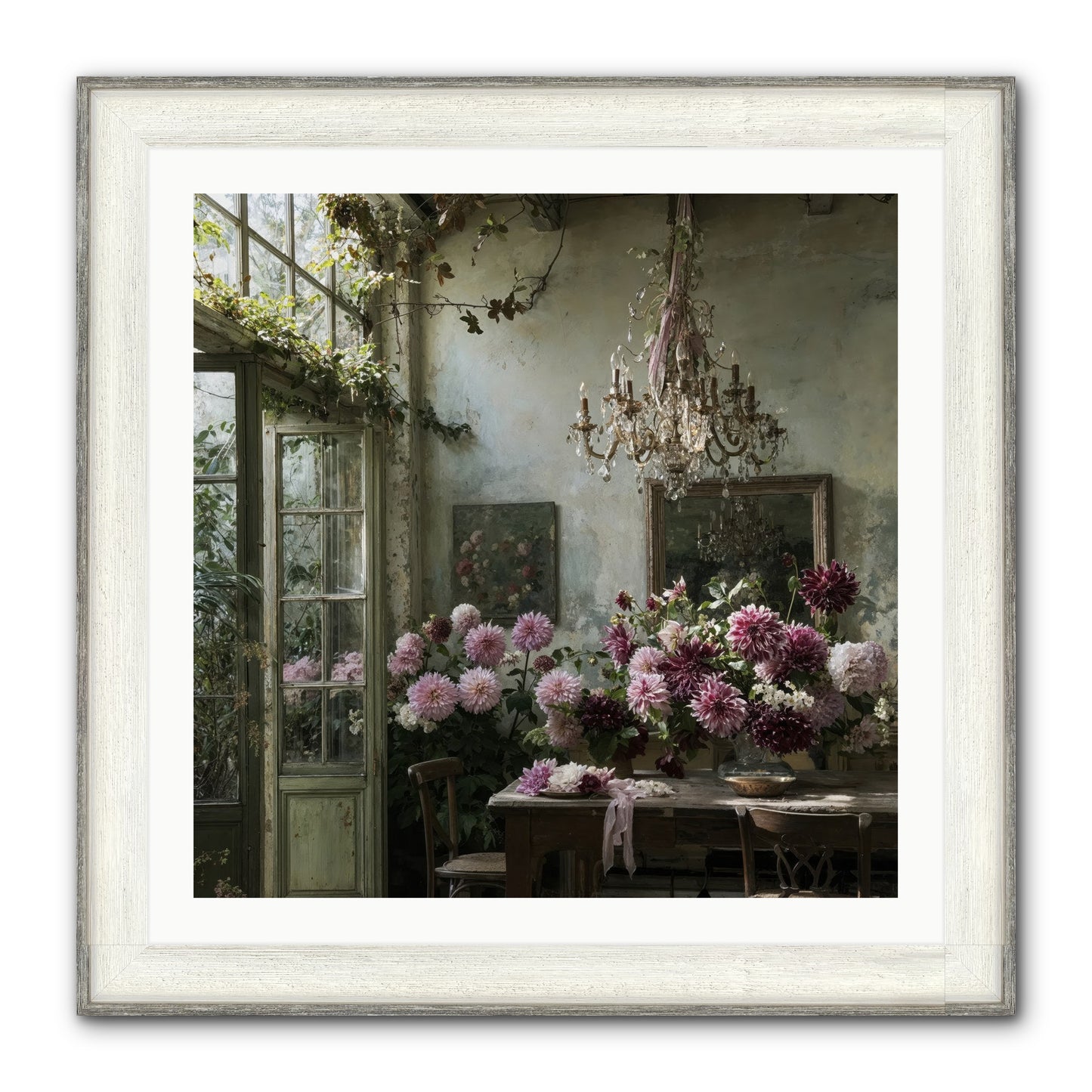 The Summer Table Framed Print - Driftwood White 30x30