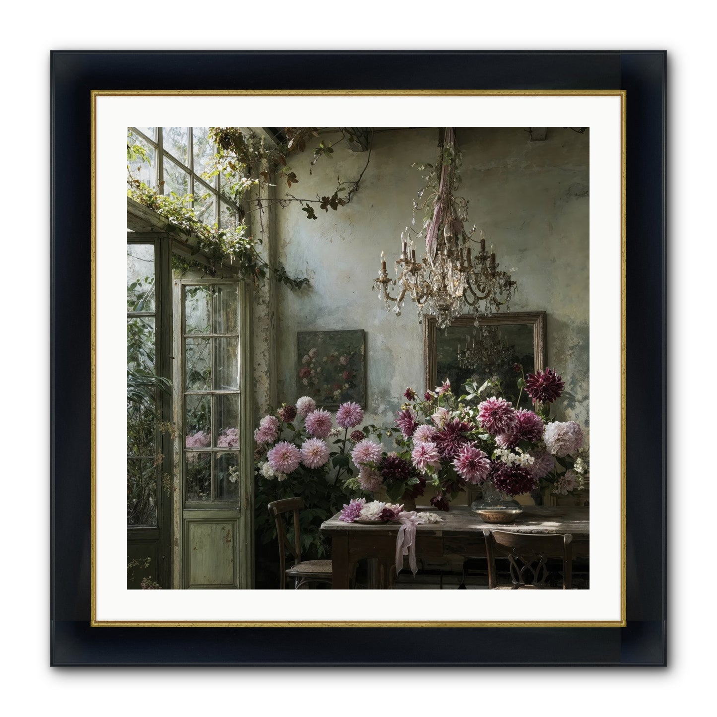 The Summer Table Framed Print - Wide Black w/Gold 30x30