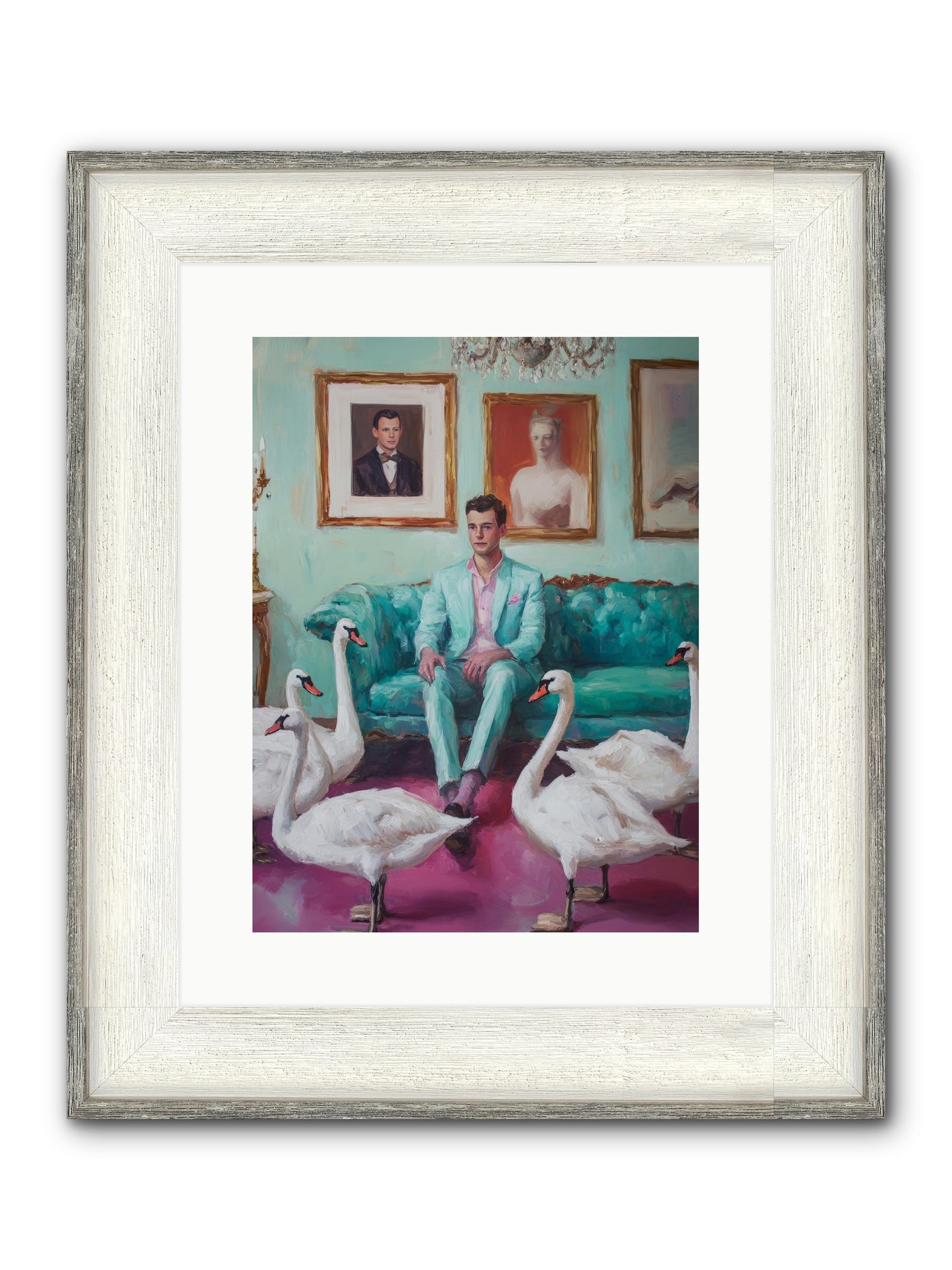 The Swan Dreamer Framed Print - Driftwood White 12x16