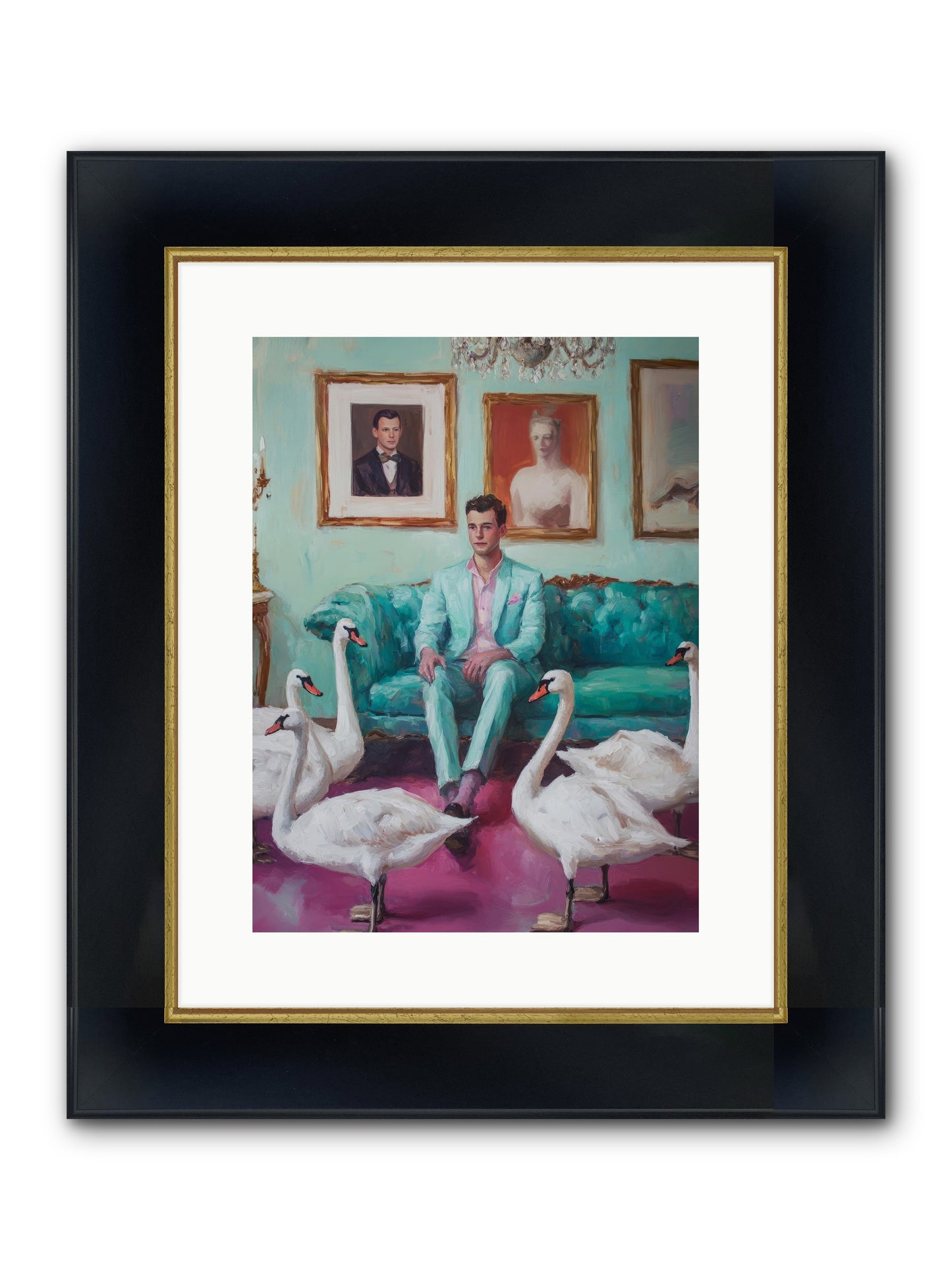 The Swan Dreamer Framed Print - Wide Black w/Gold 12x16