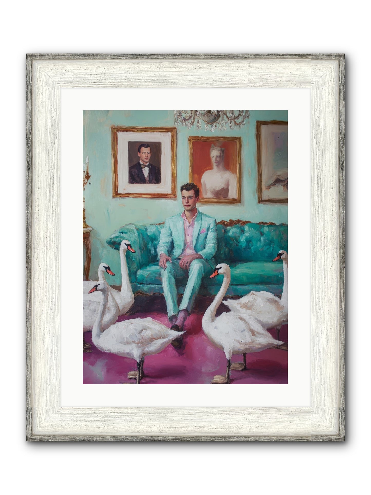 The Swan Dreamer Framed Print - Driftwood White 18x24