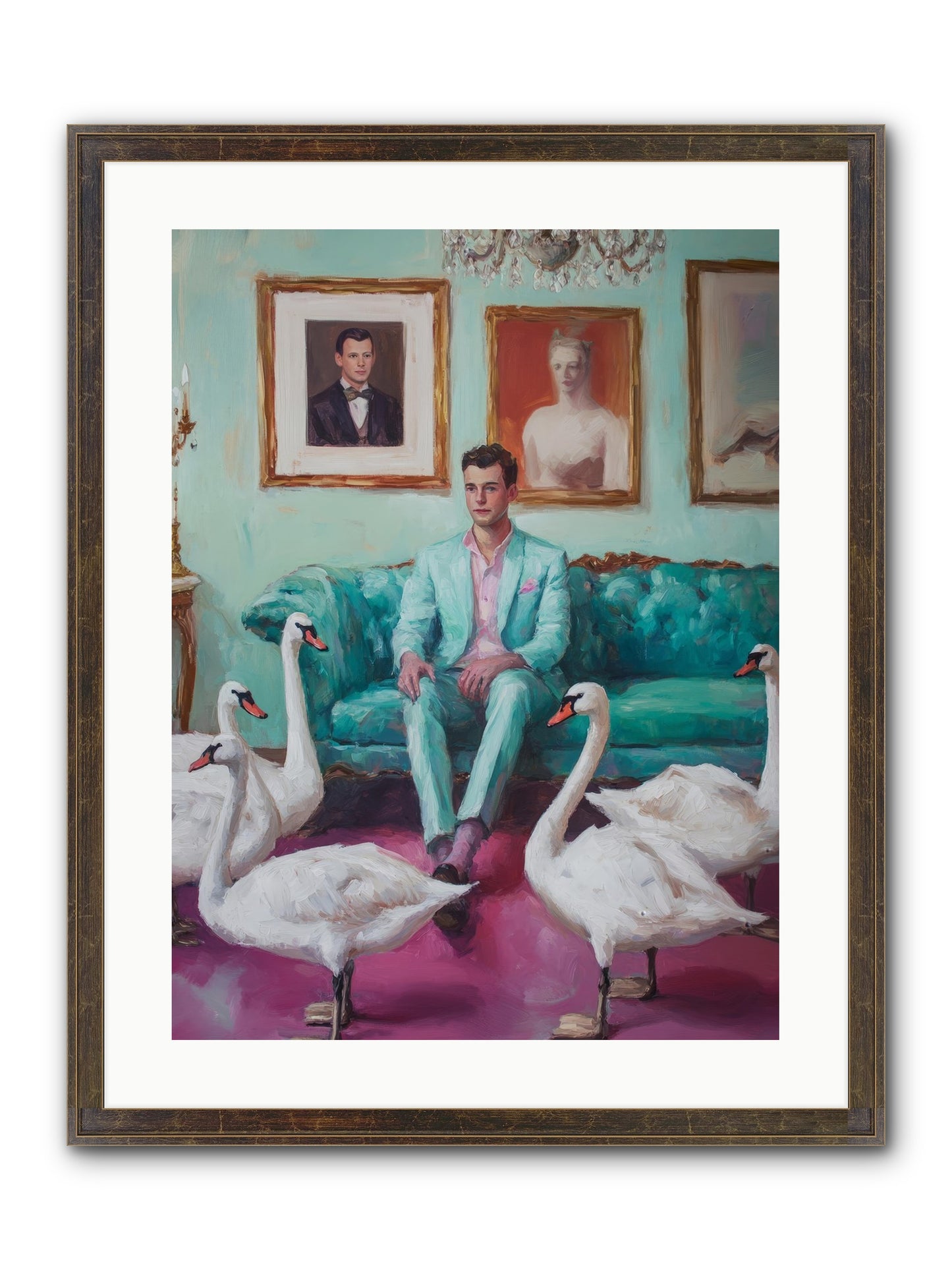 The Swan Dreamer Framed Print - Slimwoods Black/Gold 18x24