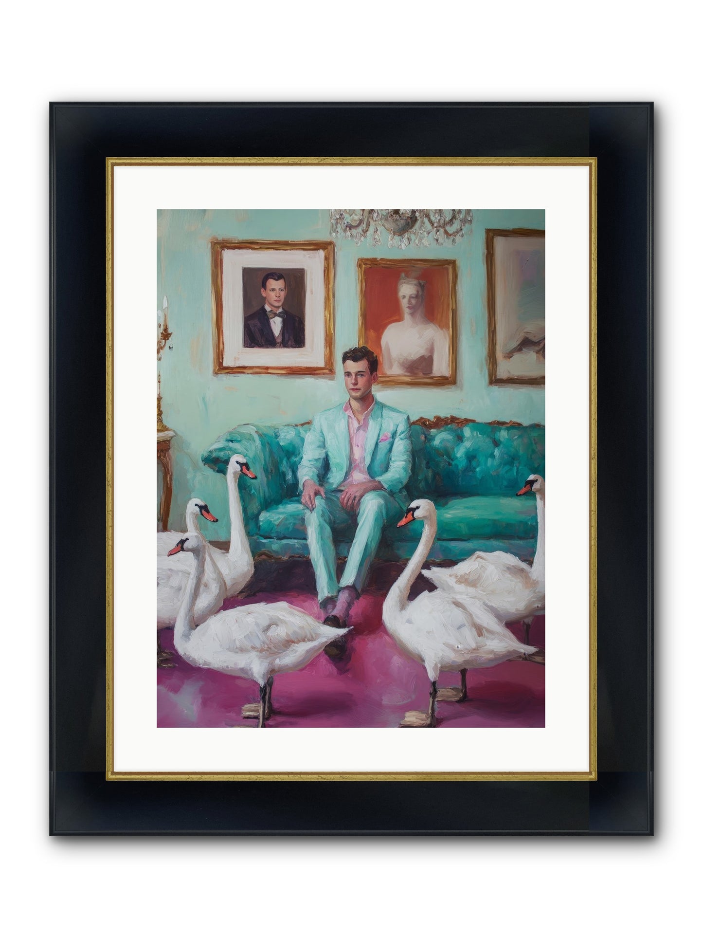 The Swan Dreamer Framed Print - Wide Black w/Gold 18x24