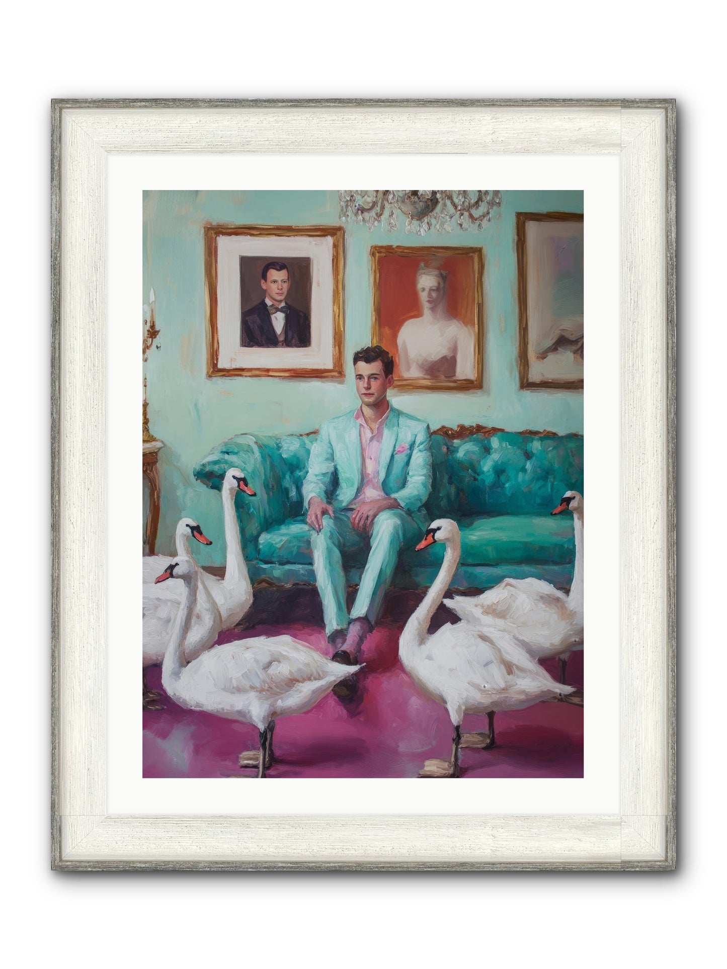 The Swan Dreamer Framed Print - Driftwood White 24x32