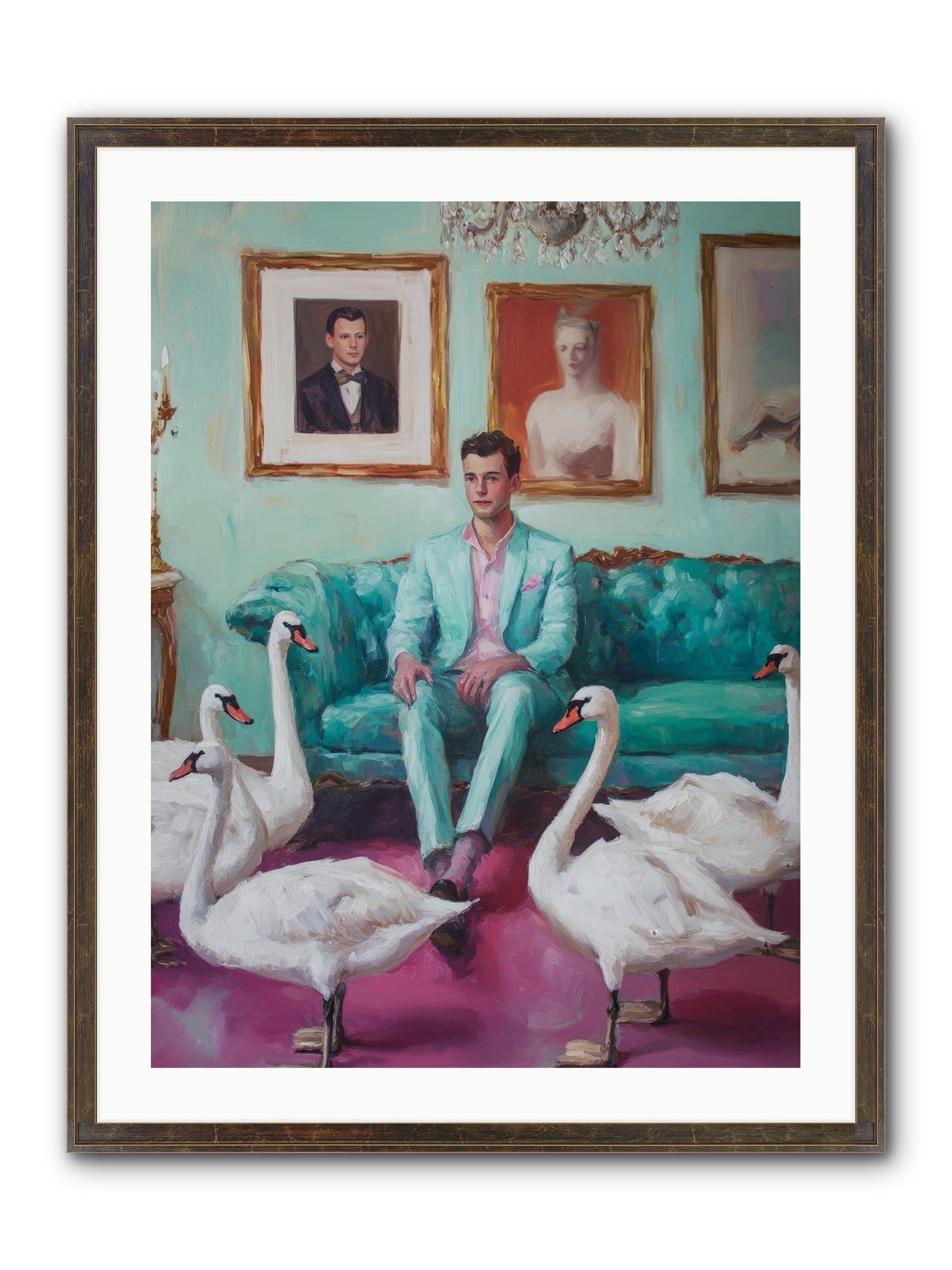 The Swan Dreamer Framed Print - Slimwoods Black/Gold 24x32