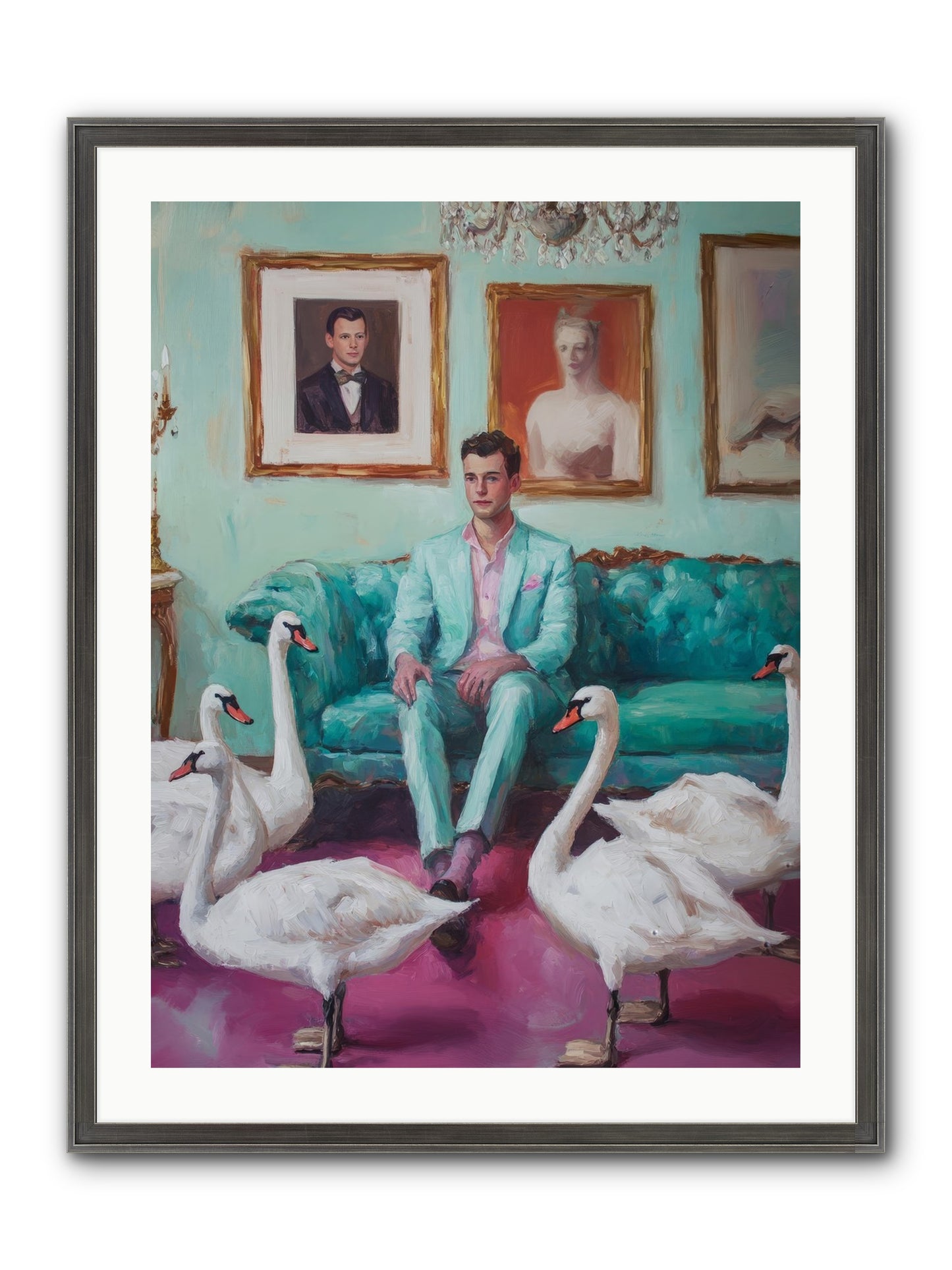 The Swan Dreamer Framed Print - Slimwoods Black/Silver 24x32